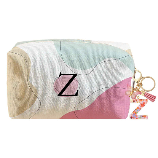 LYDZTION Personalized Initial Makeup Bag Letter Keychain, Custom Makeup Cosmetic Bag for Women Mom Best Friend Teen Girls Birthday Wedding Personalized Anniversary Bridal Shower Gifts (Z)
