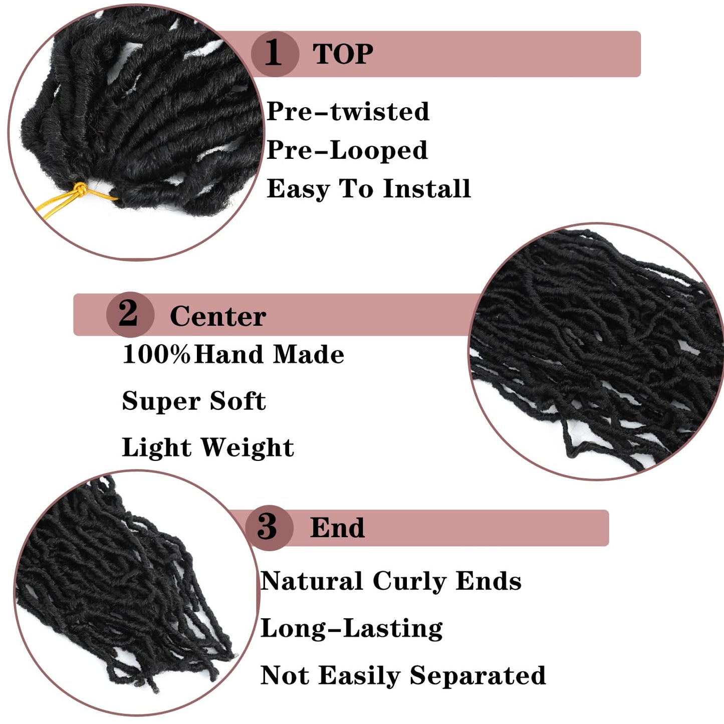 6 Packs New Soft Locs Crochet Hair 44 Inch Natural Color Faux Locs Crochet Braids Hair Pre Looped Synthetic Super Long Pre Extended Crochet Locs Braiding Hair (44 Inch (Pack of 6), Natural Color #1B)