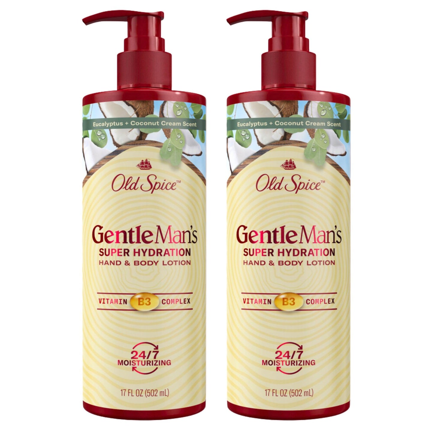 Old Spice Gentleman's Blend Super Hydration Hand & Body Lotion, Eucalyptus & Coconut Cream, 17.0 FL OZ (Pack of 2)