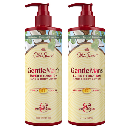 Old Spice Gentleman's Blend Super Hydration Hand & Body Lotion, Eucalyptus & Coconut Cream, 17.0 FL OZ (Pack of 2)