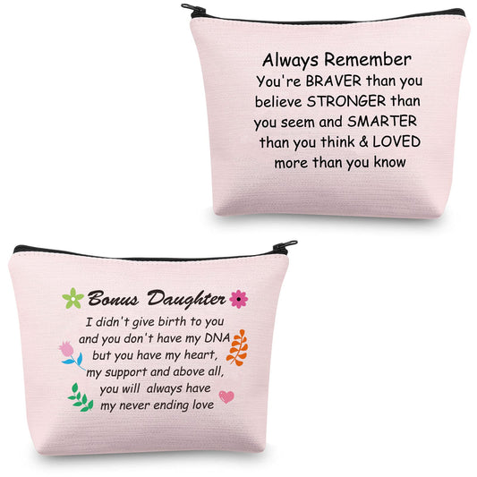 CMNIM Bonus Daughter Gifts Makeup Bag Step Daughter Gift from Mom Gift for Daughter In Law Cosmetic Bag Adoption Daughter Gifts You Will Always Have My Never Ending Love