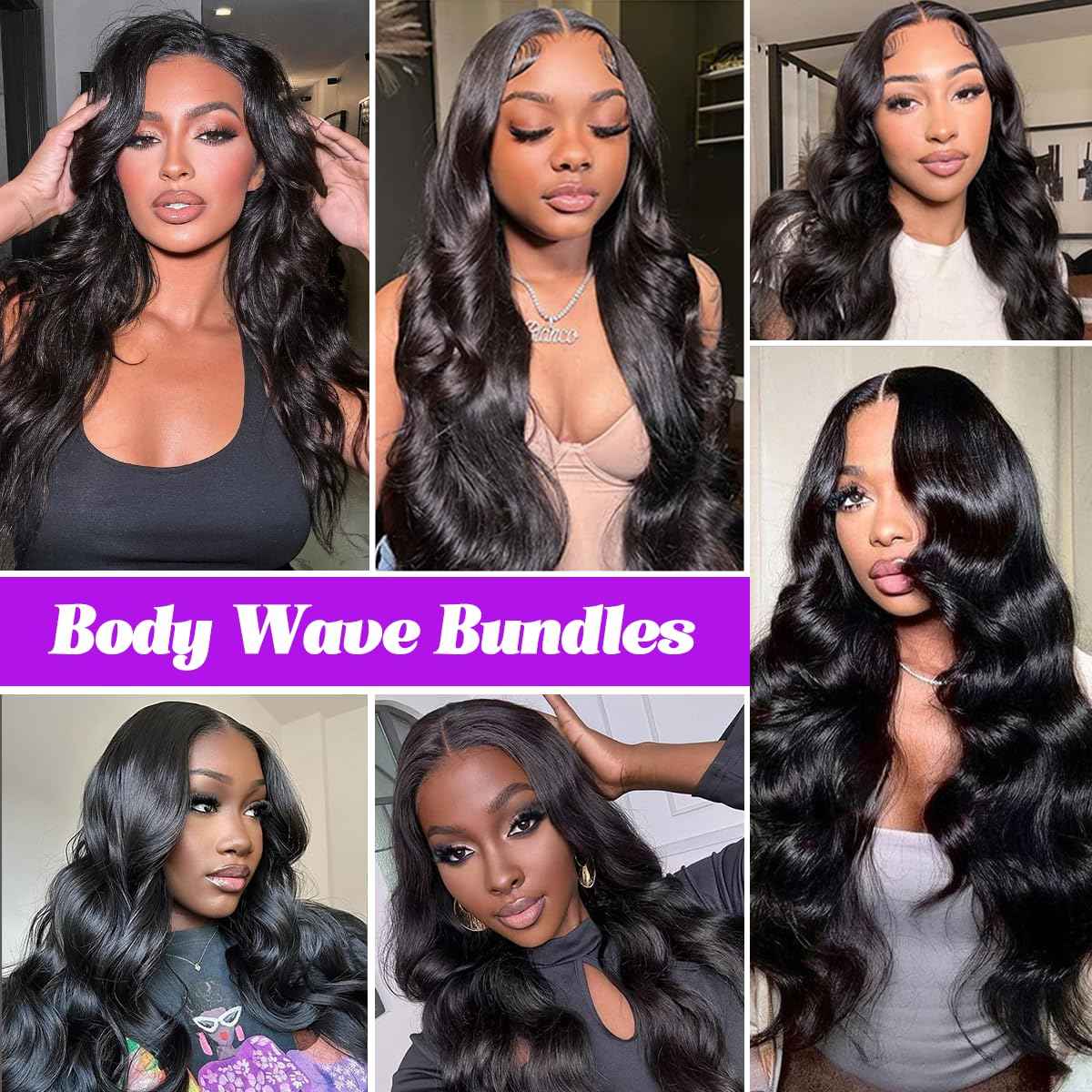 ZWJSH 12A Human Hair Bundles Body Wave 20Inch One Bundle 100% Unprocessed Brazilian Virgin Hair Bundles Double Weft Weave Body Wave Human Hair Natural Black Color