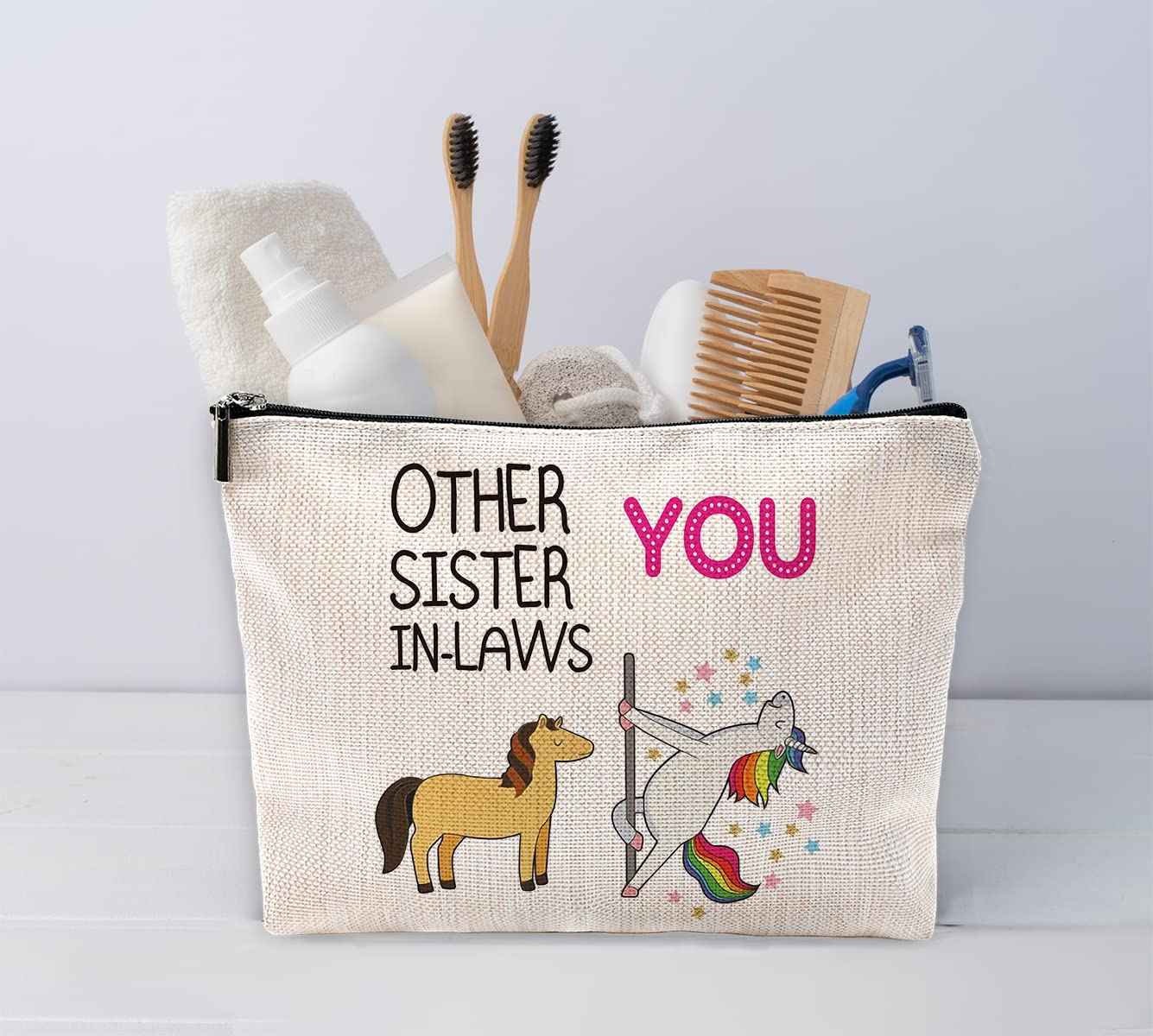 Sufamb Funny Other Sister-in-Laws and You Makeup Bag,Best Sister-in-Law Gifts Cosmetic Pouch for Girls,Christmas Birthday Wedding Gifts for Sister in Law Stepsister