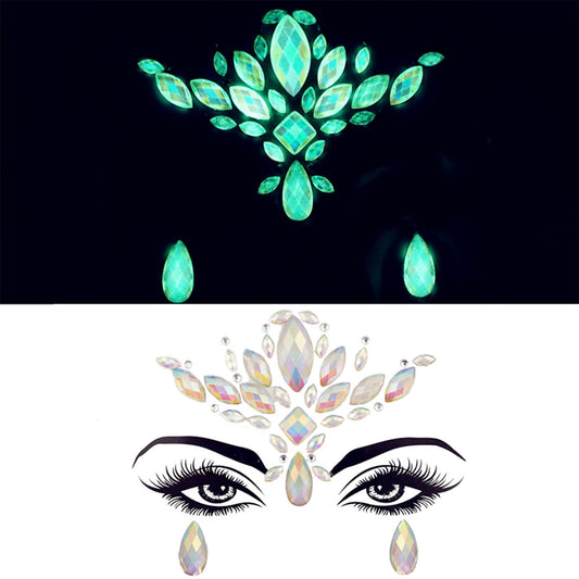 Halloween face Jewels Glow in The Dark face gems Sticker Luminous Festival Face Body Gems Crystals Rhinestone for Rave Music Festival Outfit(tp312 Lotus)