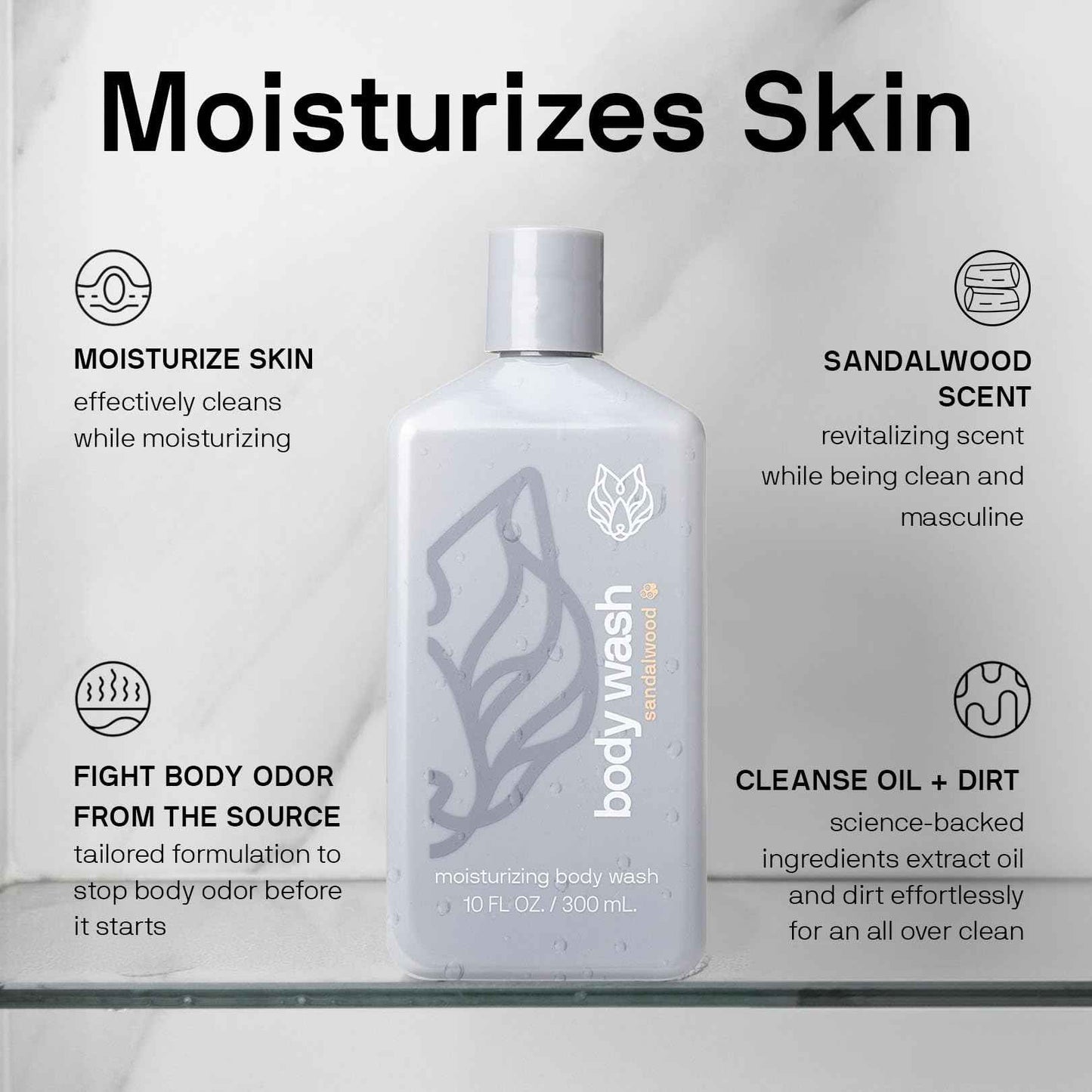 Black Wolf 2-Pack Moisturizing Body Wash Bundle - Mens Hydrating Bodywash for Dry, Dehydrated, & Sensitive Skin - Hyaluronic Acid, Aloe Vera, & Jojoba Oil Body Cleanser Help Remove Oil & Dirt