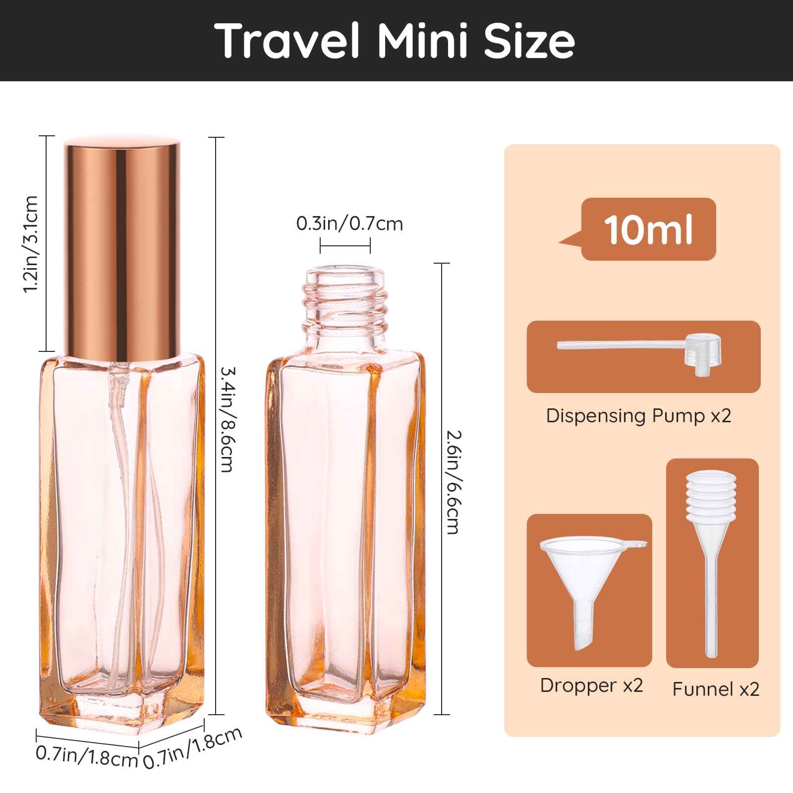 Segbeauty 10ml Mini Perfume Atomizer, 10 Pack Refillable Travel Size Bottles for Cologne, Empty Organizer Dispenser With Fine Mist Sprayer, Portable Leak-proof Bottle