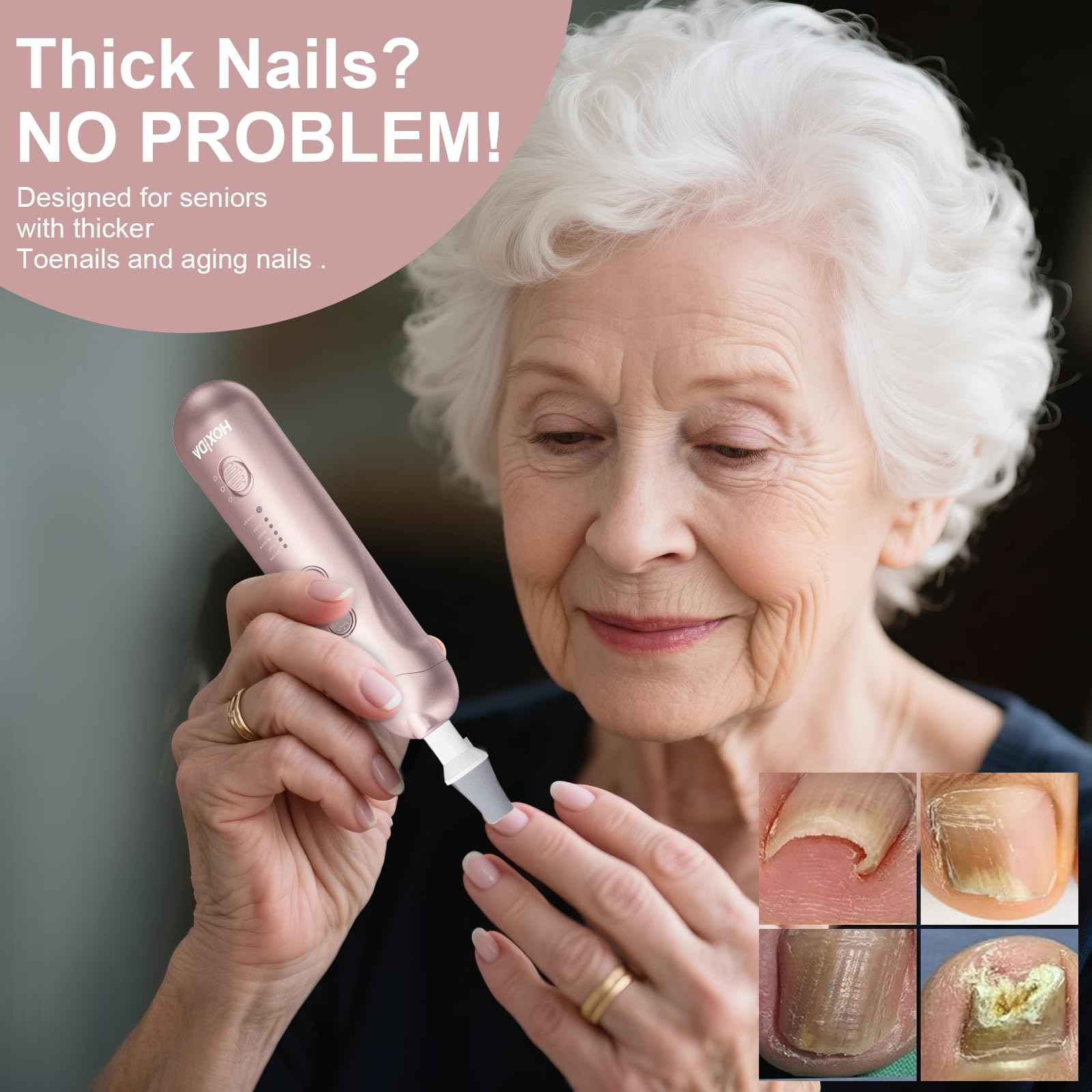 Cordless Electric Nail File Set, Rechargeable Pedicure Tools for feet, Professional Manicure Pedicure Kit 5 Speeds Hand Foot Care Nail Drill for Thick Nail Toenail Cuticle Women Men Pets