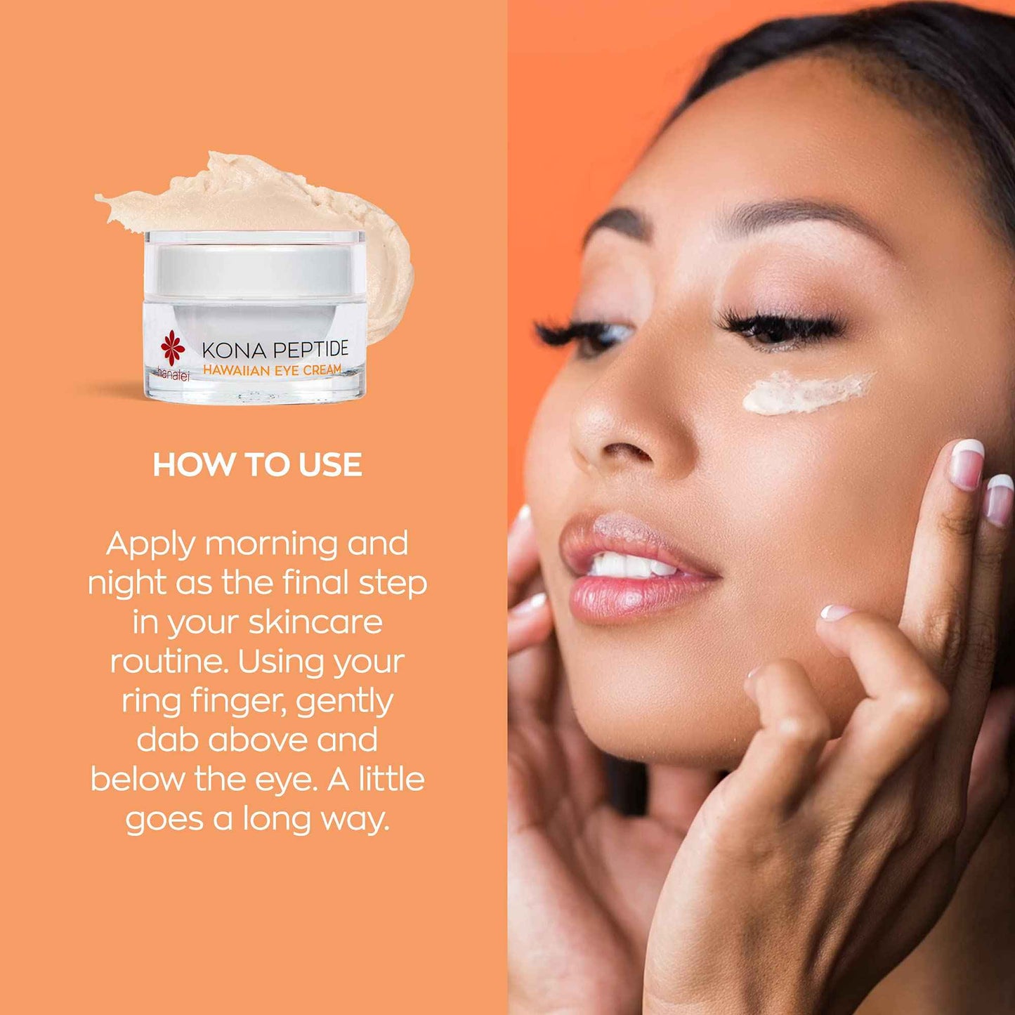 Hanalei Kona Peptide Eye Cream with Caffeine – Reduces Wrinkles, Puffiness, Dark Circles, Hydrating, Smoothing, Revitalizing Formula with Hawaiian Botanicals and Peptides – Cruelty-Free, Vegan, 0.5 oz