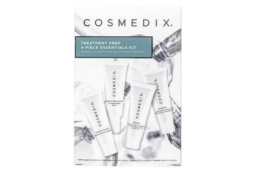 COSMEDIX Starter Kit | Four-Piece Travel Size Kit | Features Bestselling Skin Solutions | Includes Gentle Face Cleanser, Skin Treatment Serum, Exfoliator & Moisturizer, All Skin Types, Cruelty Free