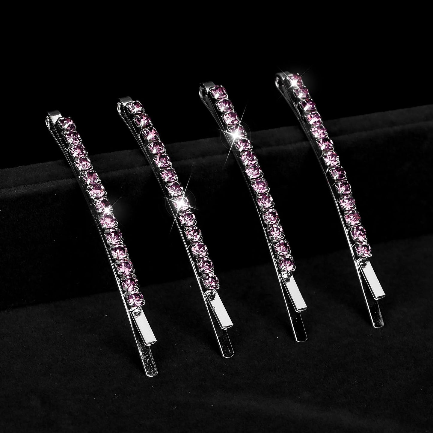 Ondder 24 Pcs Bobby Pins for Women Purple Rhinestone Hair Pins for Buns Crystal Bridal Hair Pins Decorative Hair Pin for buns Wedding Hair Accessories for Women…