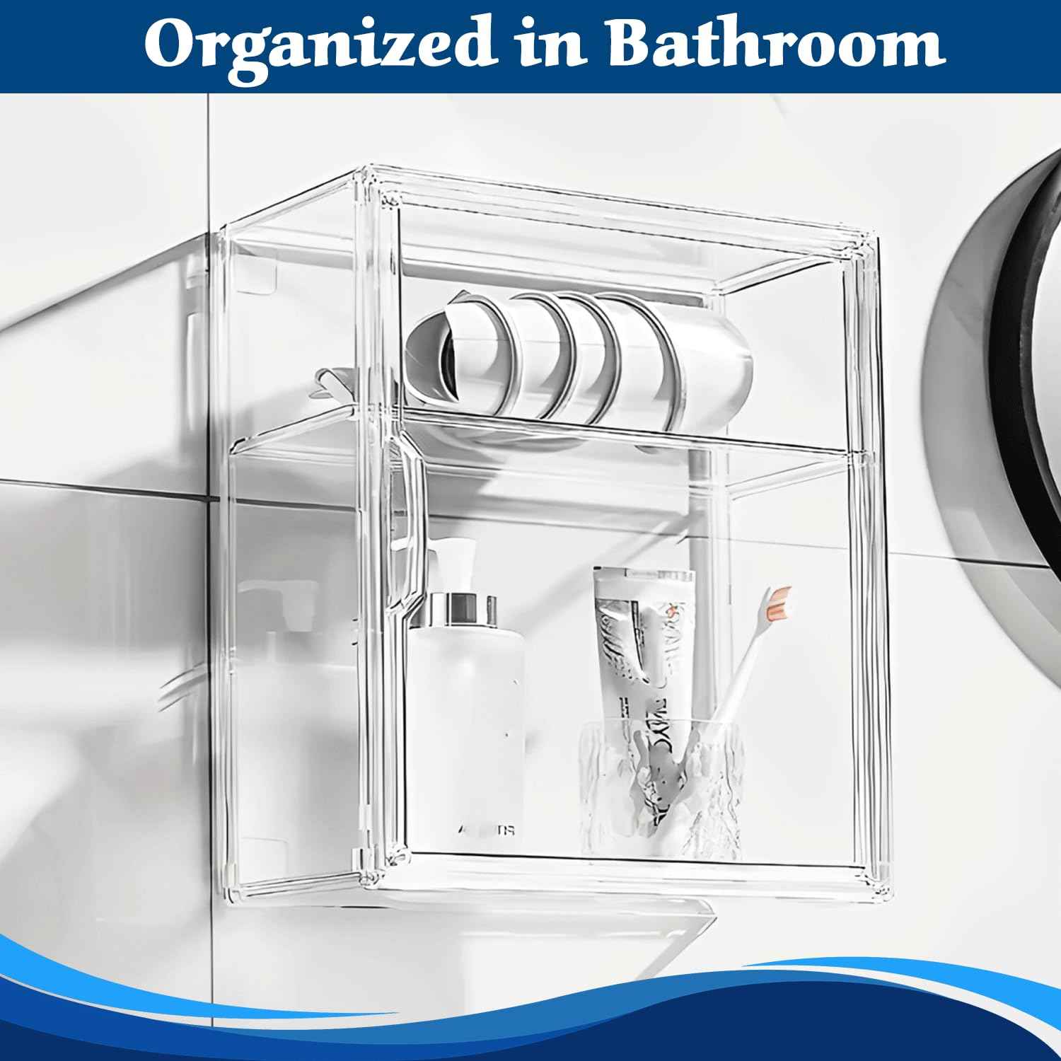 OFRIN 2 Pack Acrylic Display Case with Cleaning Cloth, Magnetic Door & 4 Adjustable Dividers, 3 Tier Display Cases, Stackable Clear Organizers, Acrylic Box, Display Cases