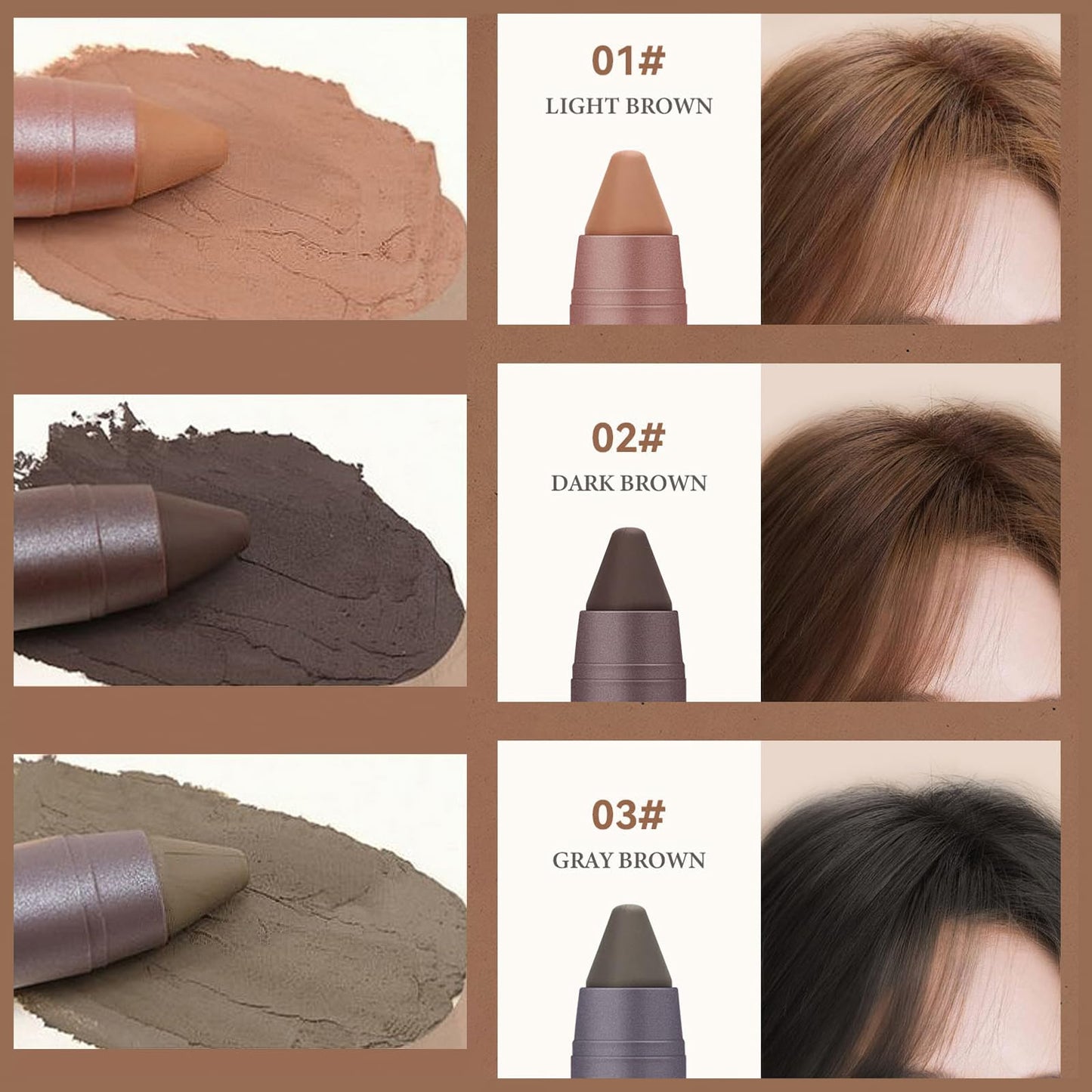 MIELIKKI Root Concealer Pen - Temporary Hair Coverage, Gray & Brown Instant Hairline and Shading Powder Stick