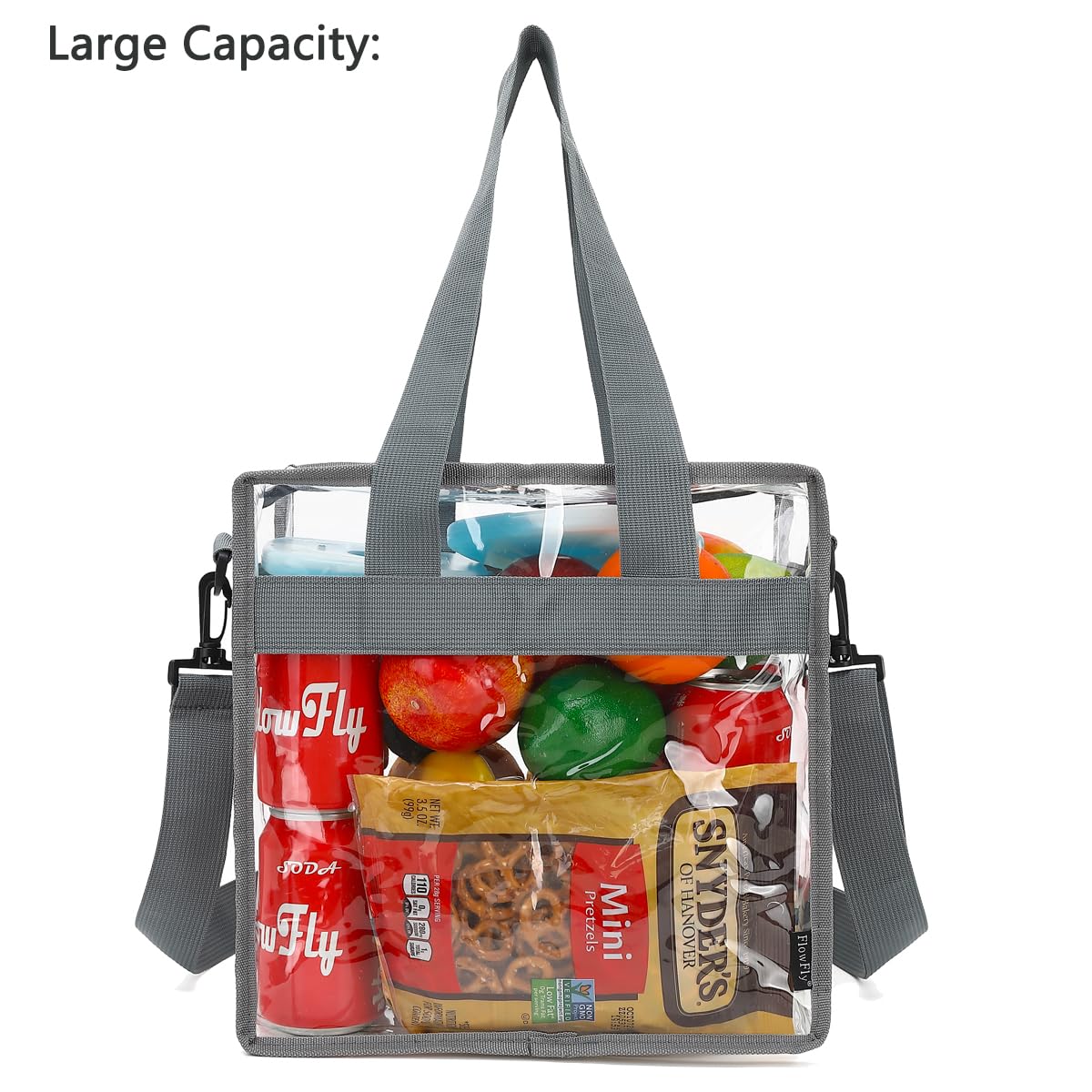 FlowFly Lunch Bag Tote Bag Lunch Organizer Lunch Holder Insulated Lunch Cooler Bag for Women/Men, Clear#Grey