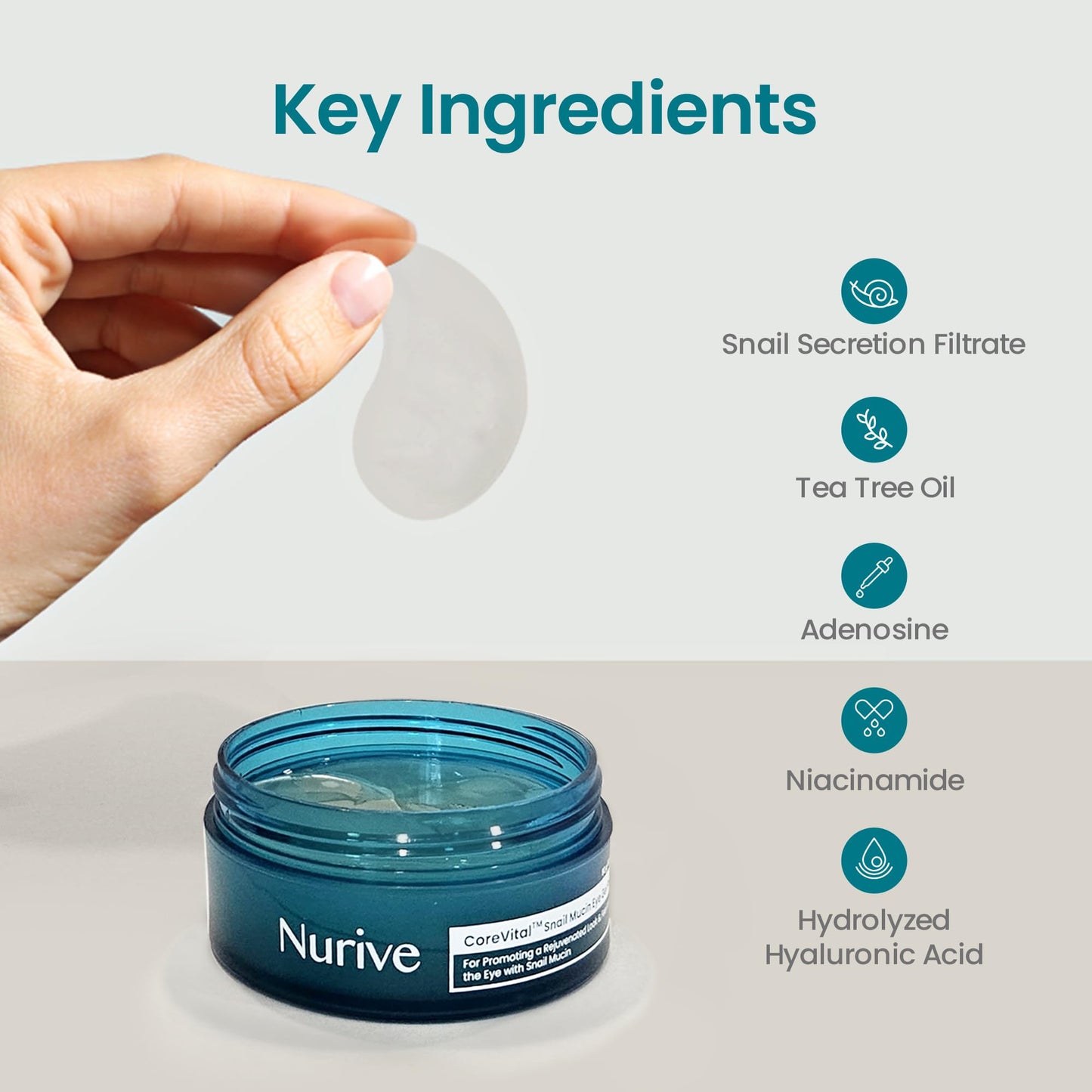 NURIVE Under Eye Patches for Dark Circles | Korean Under Eye Patches & Puffy Eye Patches | Moisturizing Dark Circles Under Eye Treatment Skincare Snail Mucin Eye Patches & Dark Eyes Circle Treatment