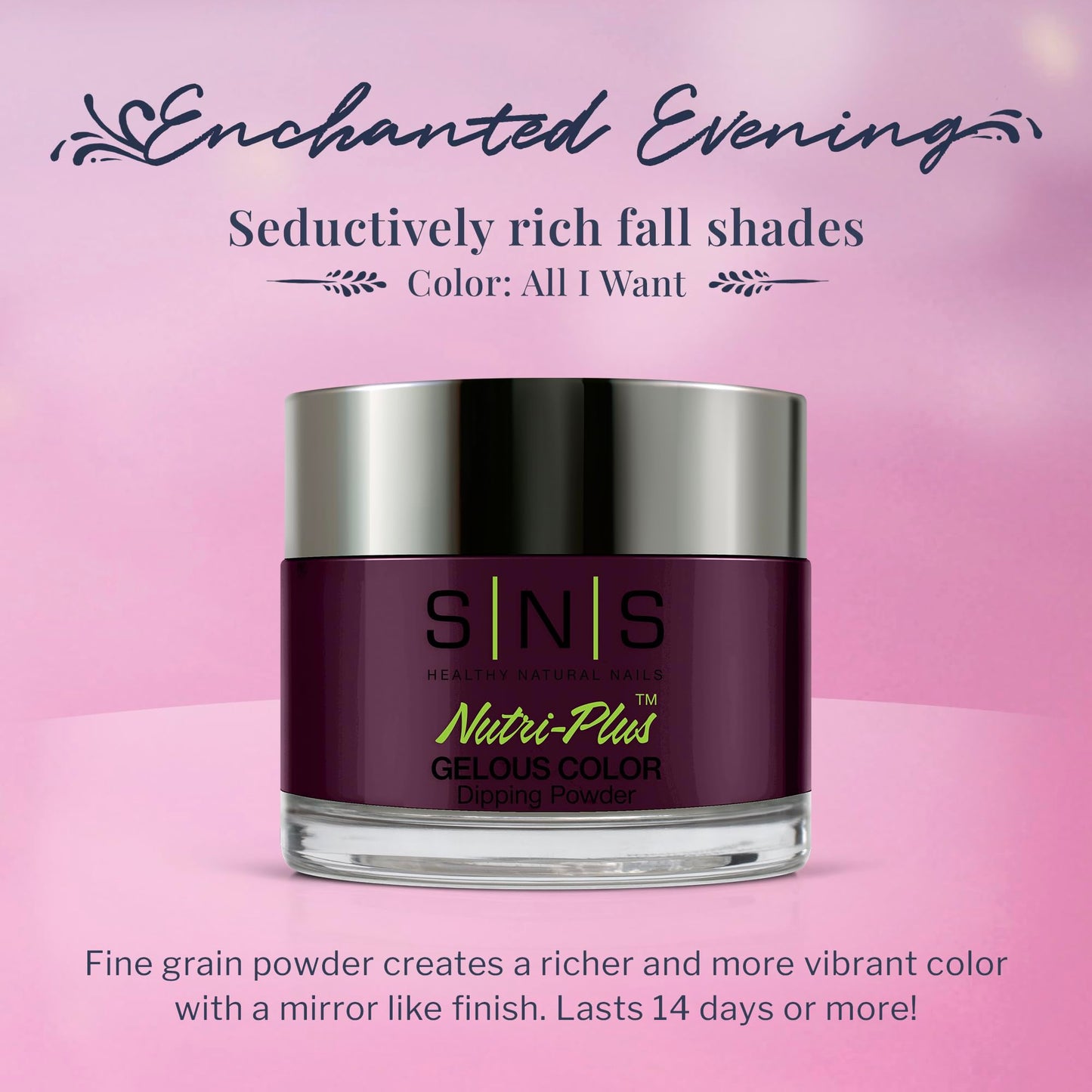 SNS Nail Dip Powder, Gelous Color Dipping Powder - All I Want (Purple/Violet), EE04 - Long-Lasting Acrylic Nail Color & Polish Lasts 14 Days - Low-Odor & No UV Lamp - 1 Oz