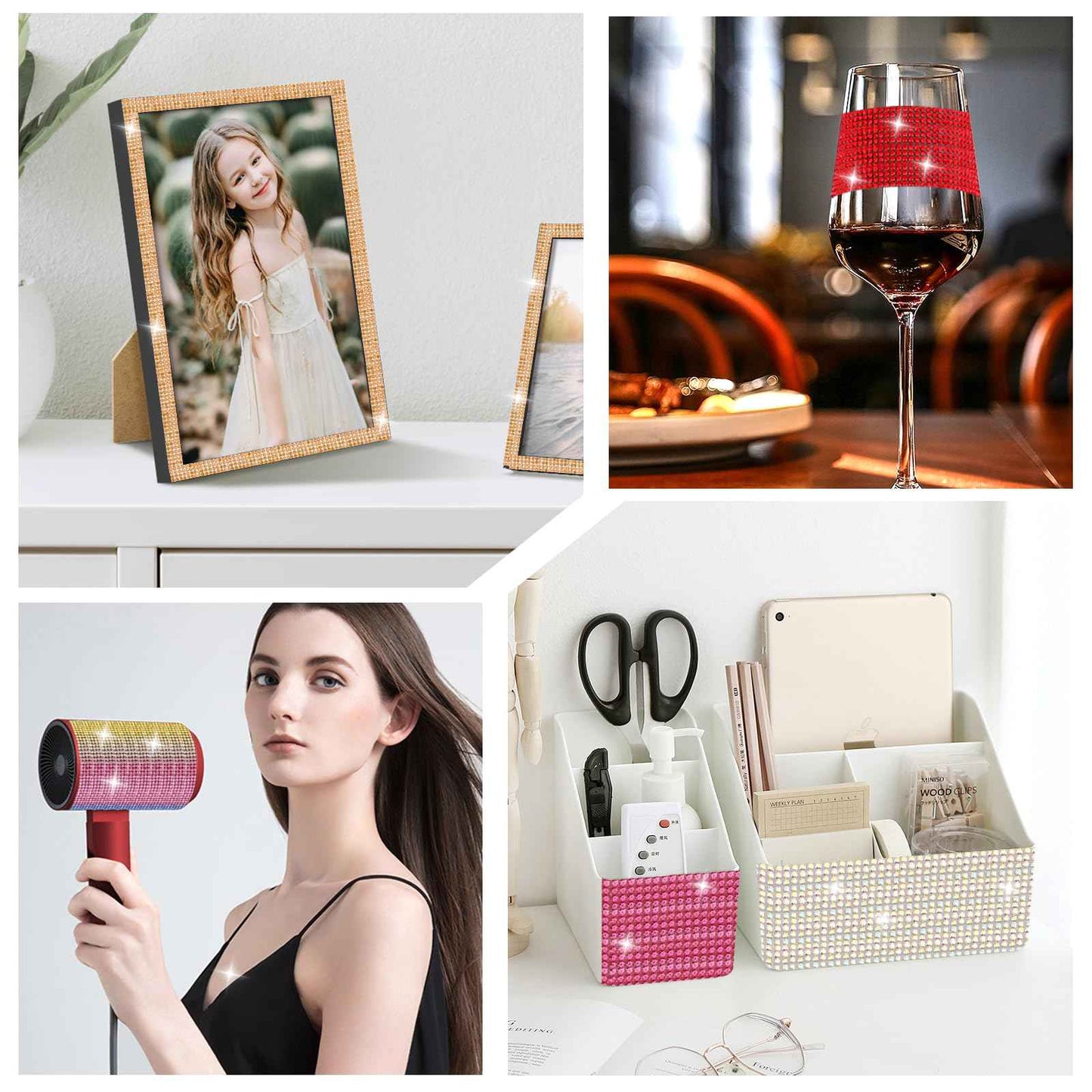 LYXMYGS Rhinestone Ribbon Self Adhesive Crystal Rhinestones, 6-Rolls Bedazzling Strips, 6-Yard Rhinestone Strips for DIY Craft, Rhinestones Tape Self Adhesive