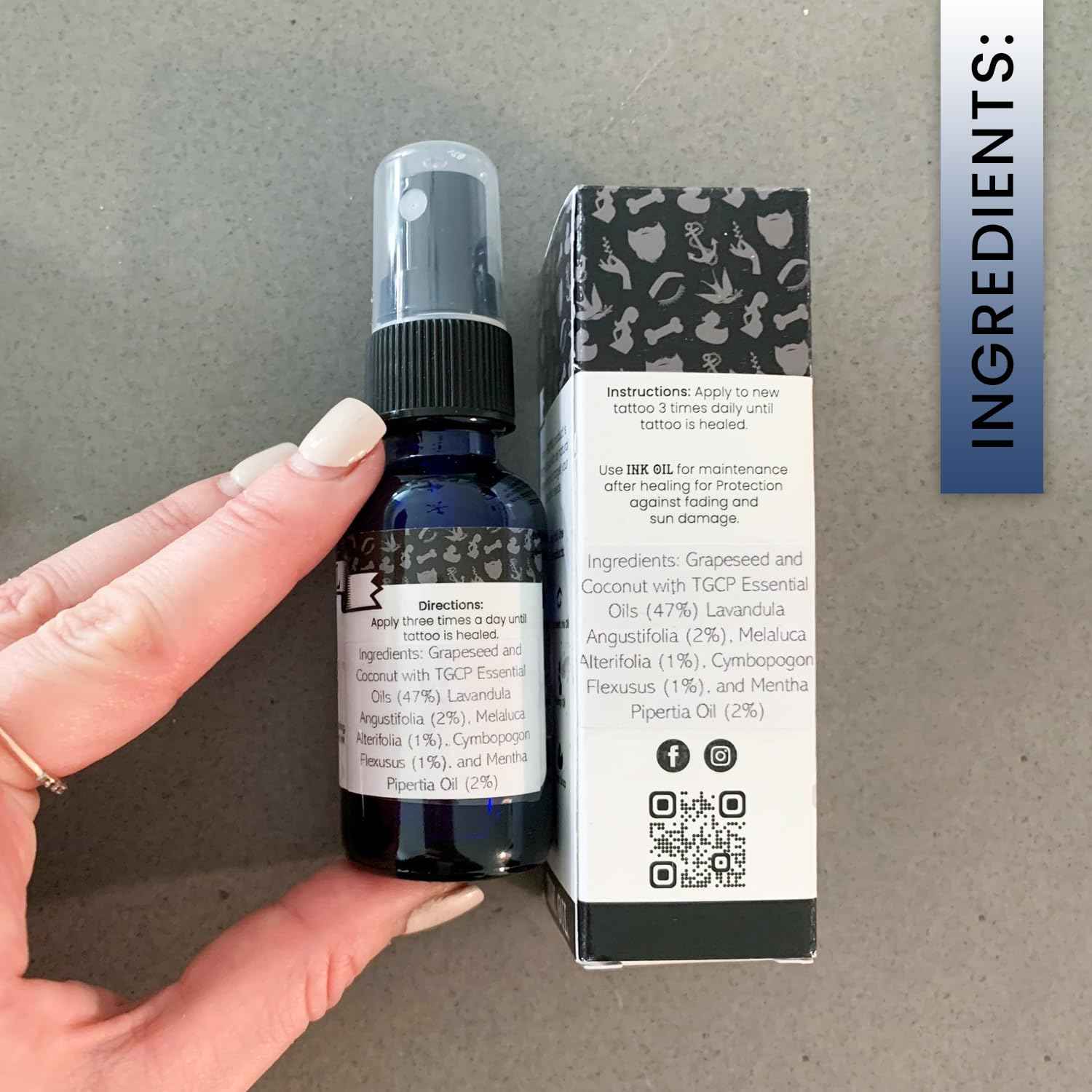 Ink Oil Tattoo Aftercare Oil - Hydrates & Anti-Fade Healing Balm/Moisturizer - 100% Natural - Reduces Swelling, & Scabbing - Soothing Tattoo Care for Healing & Long-Lasting Colors - 1 oz