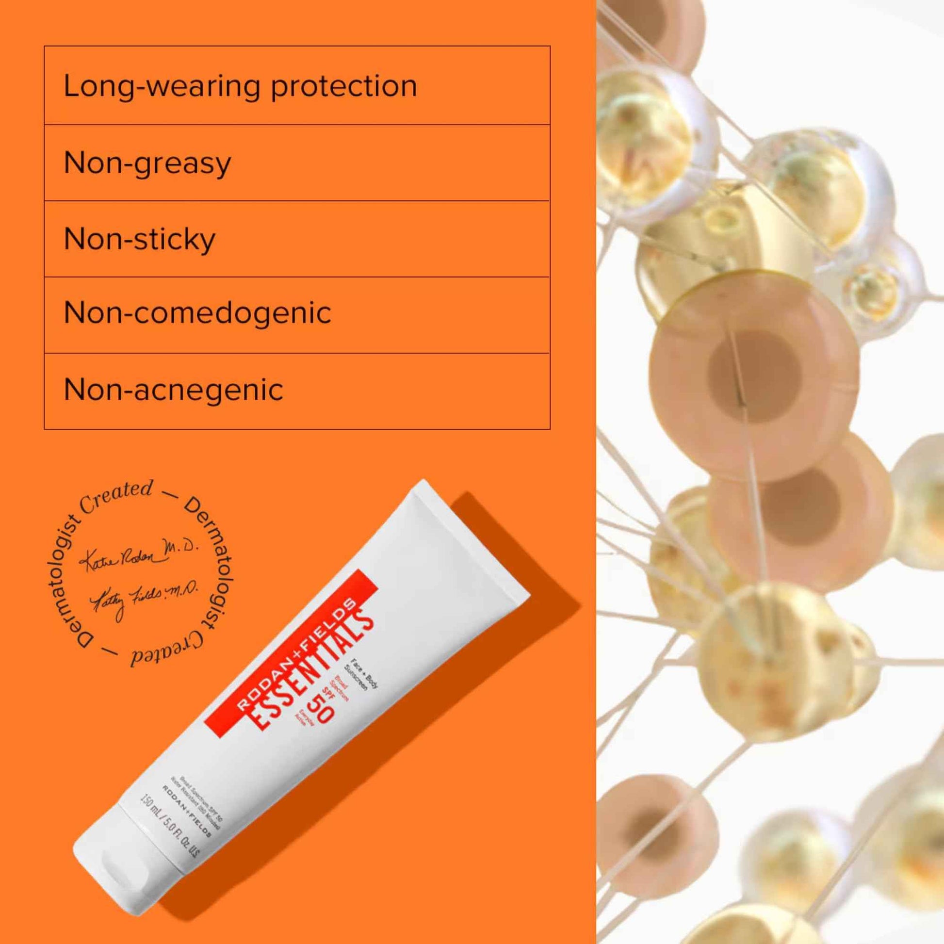 Rodan + Fields Essentials Face + Body Sunscreen Broad Spectrum SPF 50 | 150 mL | Water & Sweat Resistant Facial Moisturizer with SPF | Lightweight Skin Care | Sunscreen for Face & Body