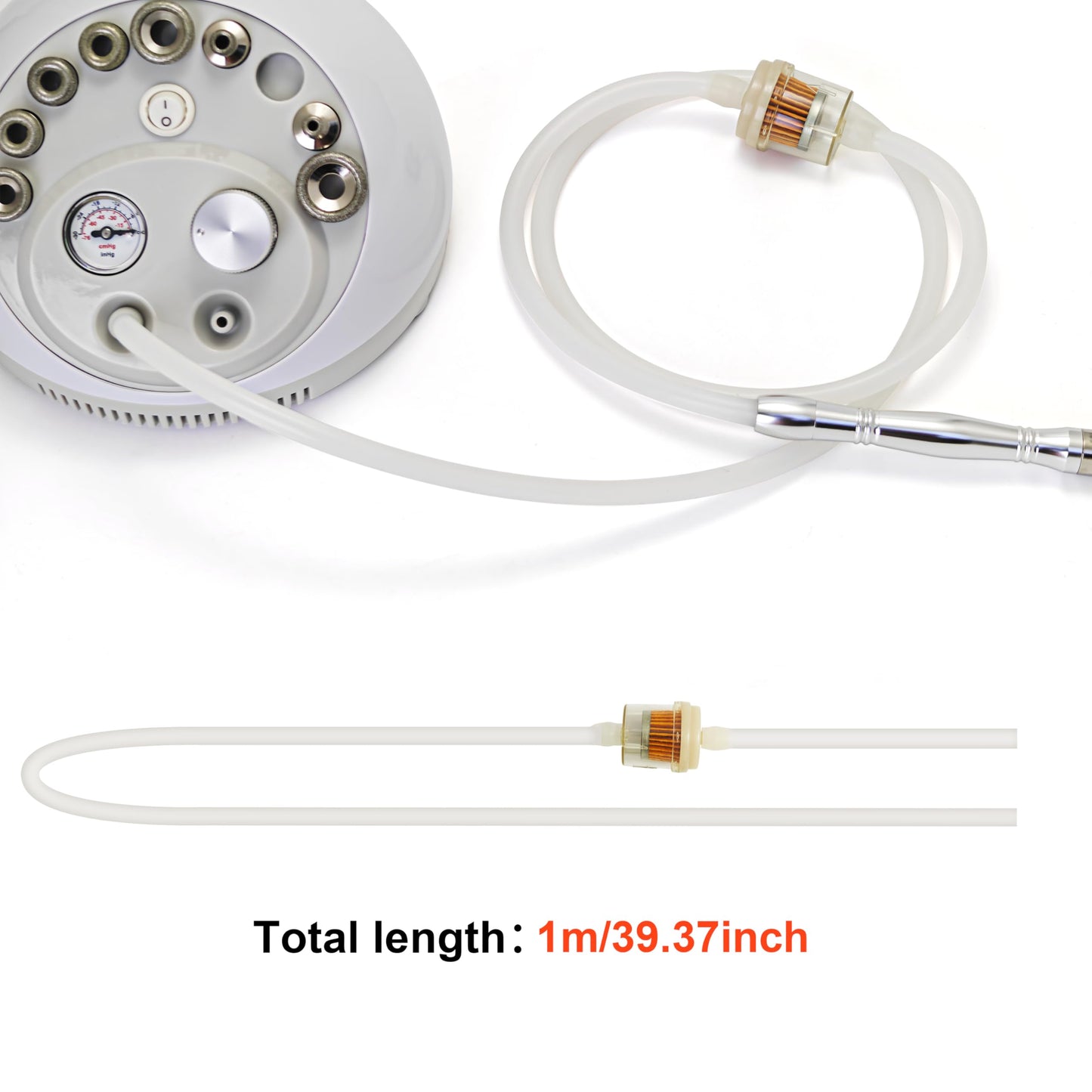 39" Silicone Tube With Paper Filter Tube Set Spare Parts For Vacuum Equipment Diamond Microdermabrasion Beauty Machine Elitzia ETFT957 (Filter With Tube)