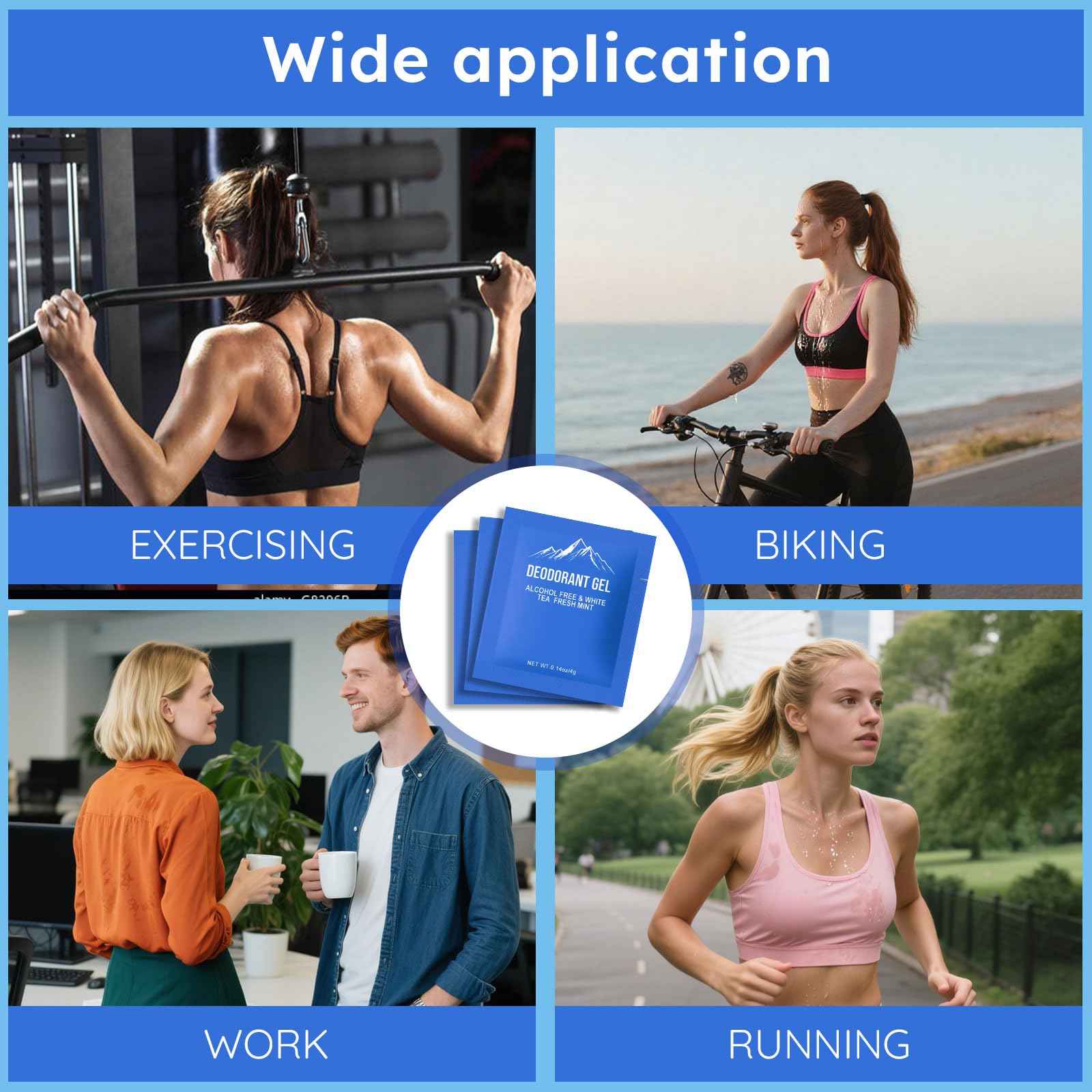 fafortune 0.14oz Bulk Deodorant Gel Individually Wrapped,Trial Size Deodorant Mini Travel Size,Natural Mint And White Tea & Aluminum Free,Great for Travel Homeless Shelters Charities Hotels (200)