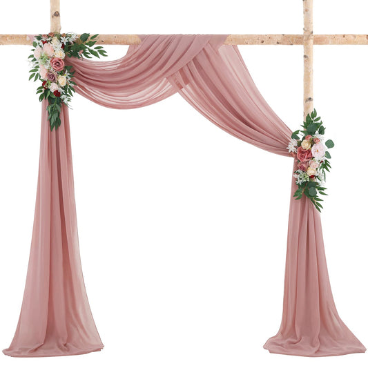 Wedding Arch Drapes Fabric Dusty Rose 3 Panels 6 Yards Sheer Backdrop Wedding Decor for Party Ceremony Stage Reception