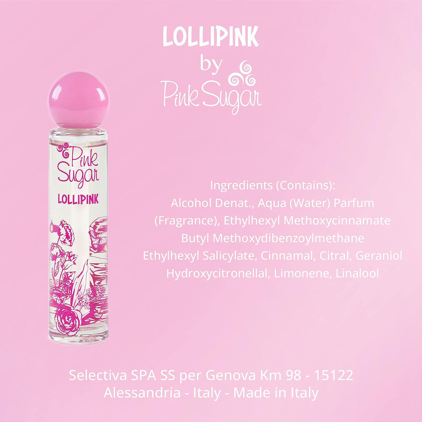 Pink Sugar Lollipink Eau De Toilette Perfume for Women, Fruity Floral Scent, Sweet Notes of Apple, Rose, and Vanilla, Feminine, Sophisticated, Long Lasting, 1.7 Fl Oz