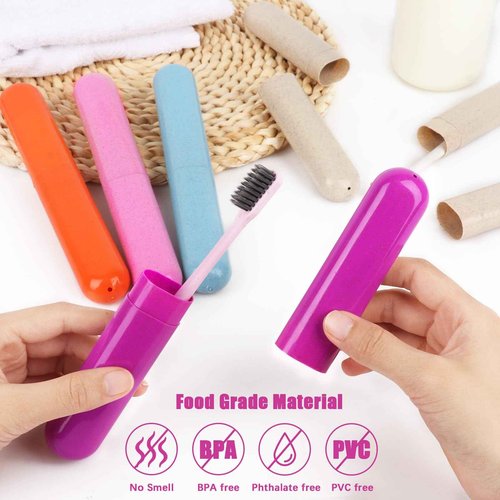 Eaezerav 6 Pack Toothbrush Travel Case, Travel Toothbrush Holder, Sanitary Toothbrush Storage, Eco-friendly Toothbrush Protector Covering for Traveling, Business, Camping, Home, School