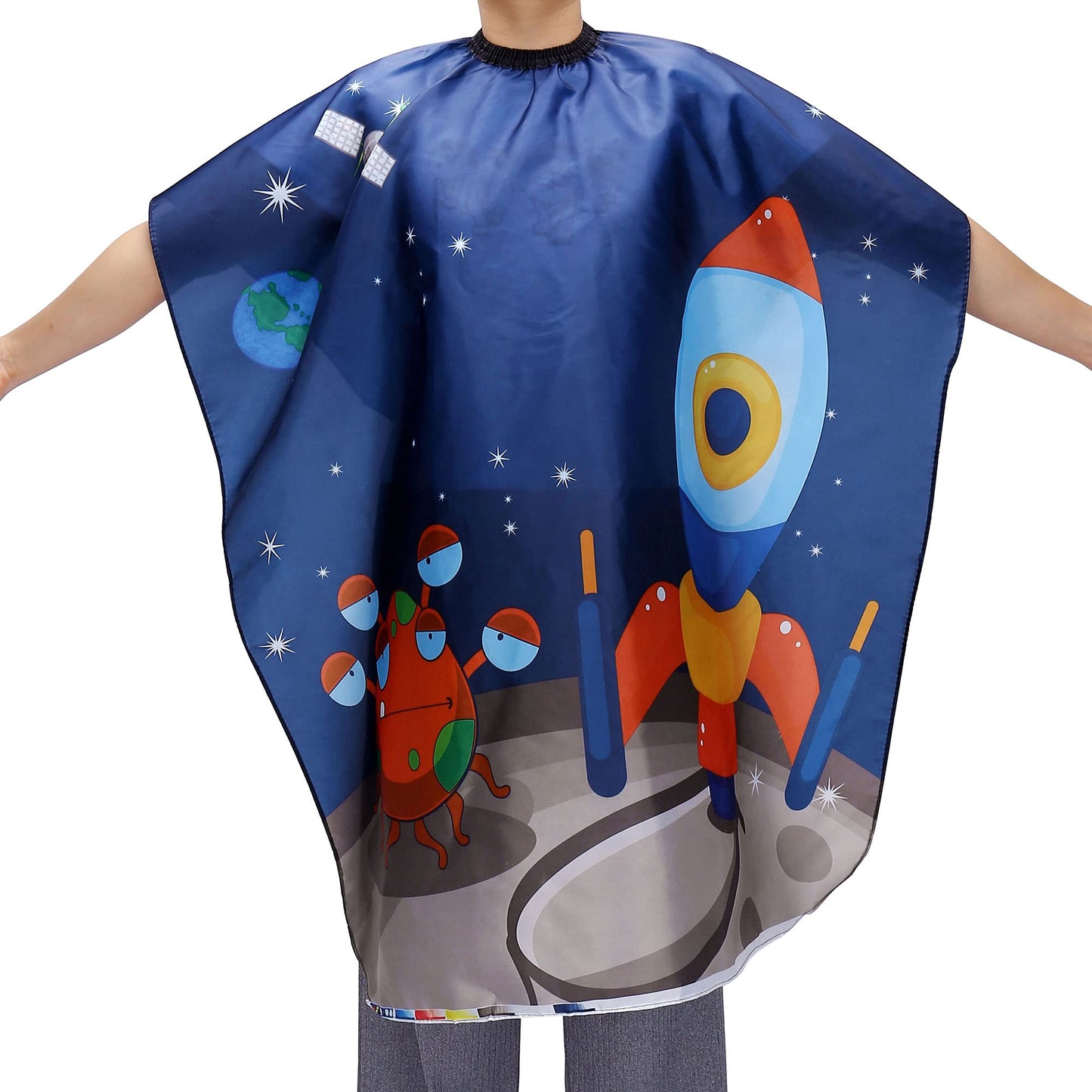 Aethland Kids Haircut Cape, Hair Cutting Cape for Kids & Adults - Professional Waterproof Barber Cape Salon Cape Cloak for Hair Stylist (Space Rocket)