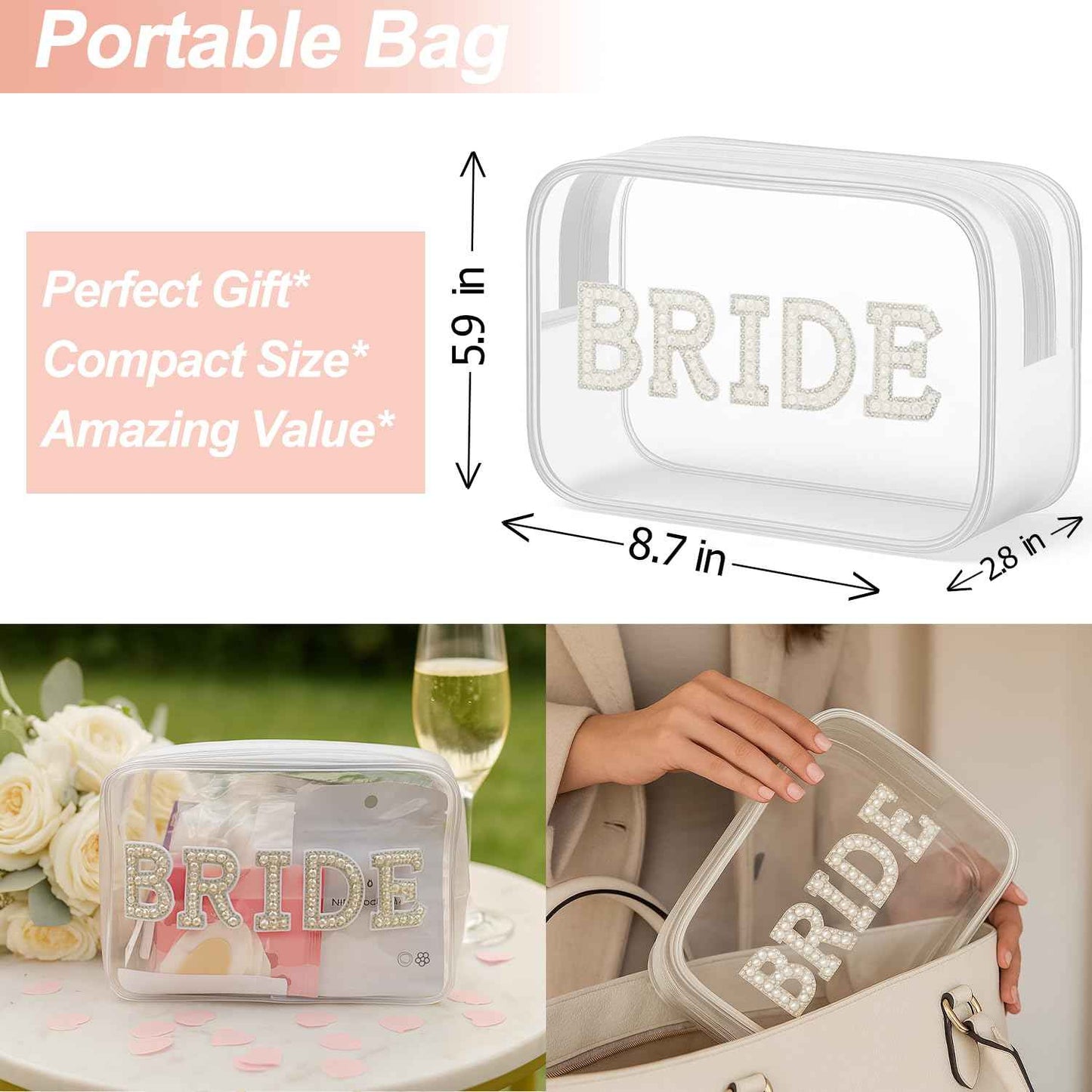 Bridal Emergency Kit for Wedding Day – Bride Survival Kit with Essential Items – Wedding Day Emergency Supplies for Bride, Maid of Honor, Women, and Bridal Party – Includes Makeup Bag