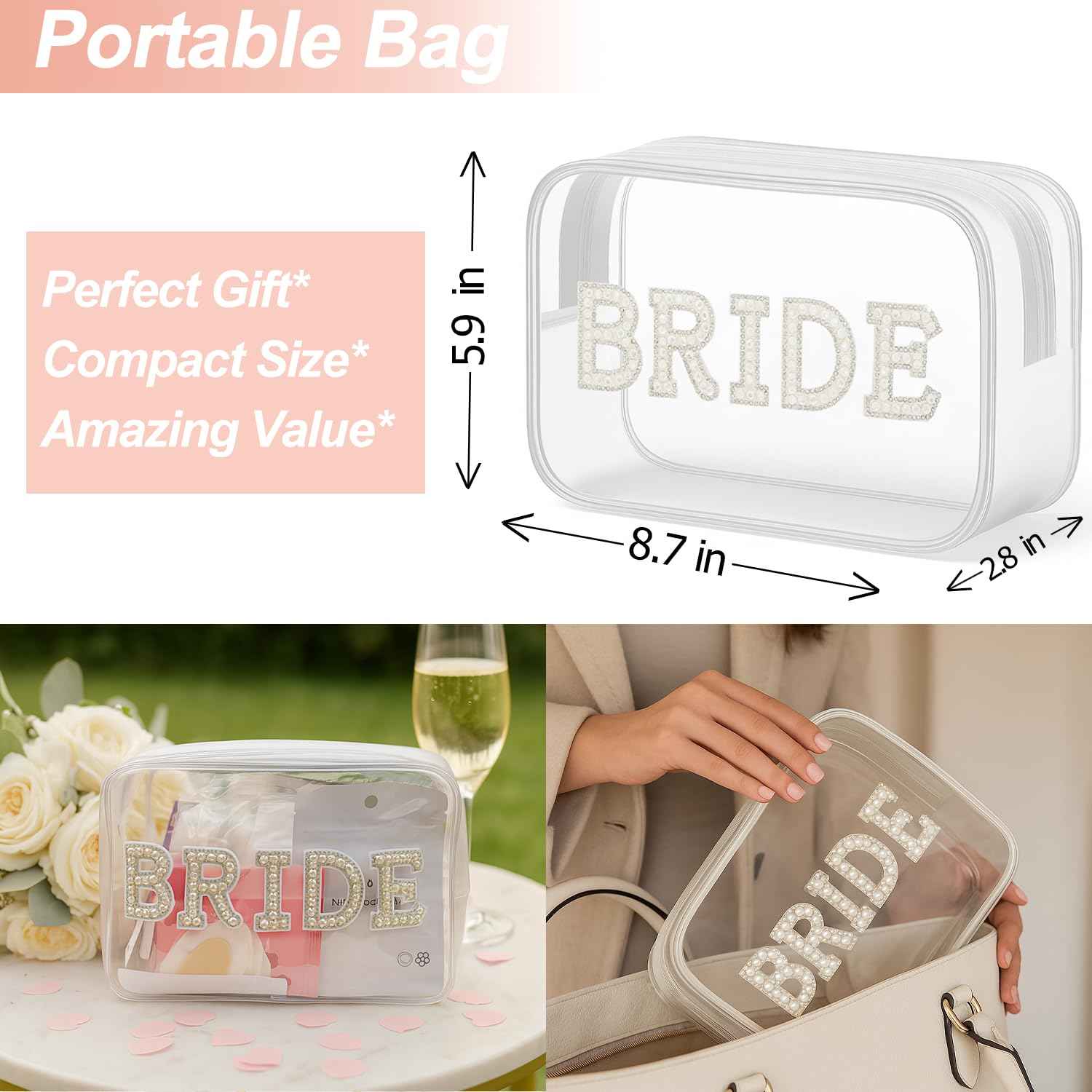 Bridal Emergency Kit for Wedding Day – Bride Survival Kit with Essential Items – Wedding Day Emergency Supplies for Bride, Maid of Honor, Women, and Bridal Party – Includes Makeup Bag