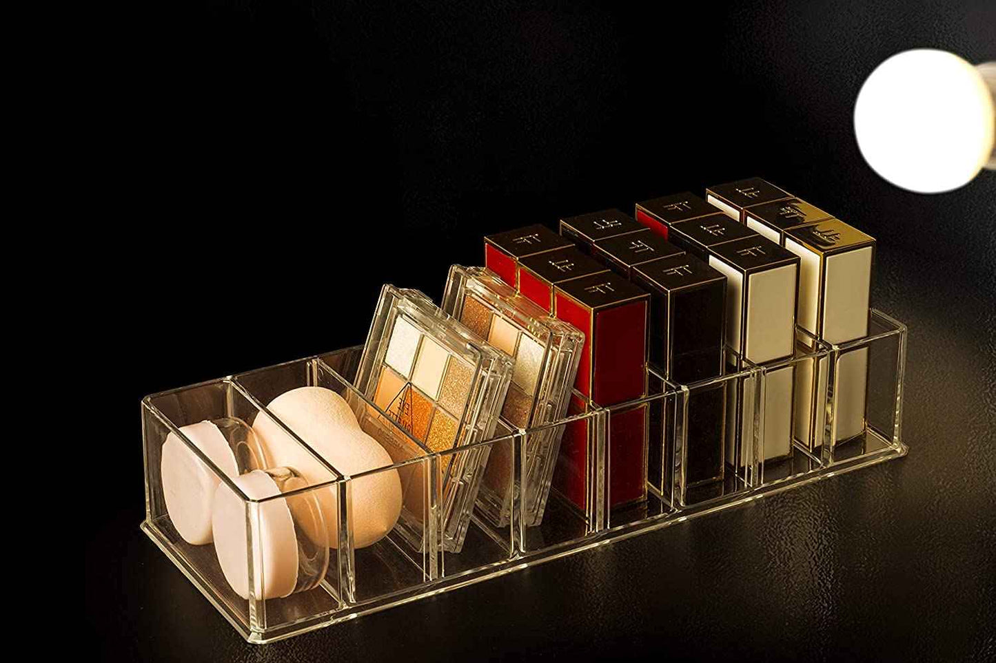 Seitop 2 Pack Detachable Makeup Organizer, 8 Compartments Acrylic Cosmetic Storage Jewelry Display Boxes, Clear Drawer Organizers Case for Dresser Vanity Bathroom Kitchen