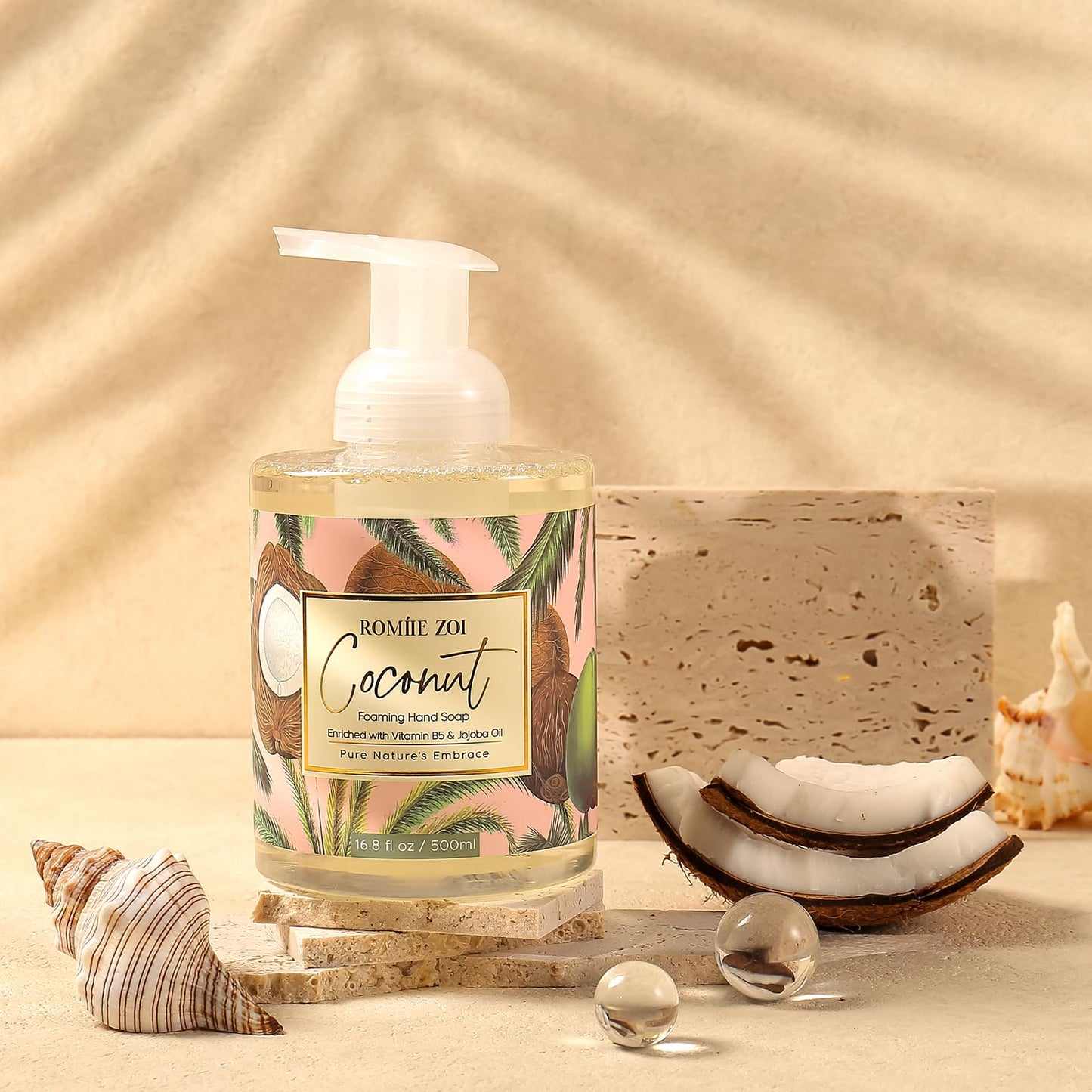 ROMIIE ZOI Foaming Hand Soap with Gift Box- Coconut - Biodegradable Formula Moisture & Revitalize - 500ml/ 16.8oz