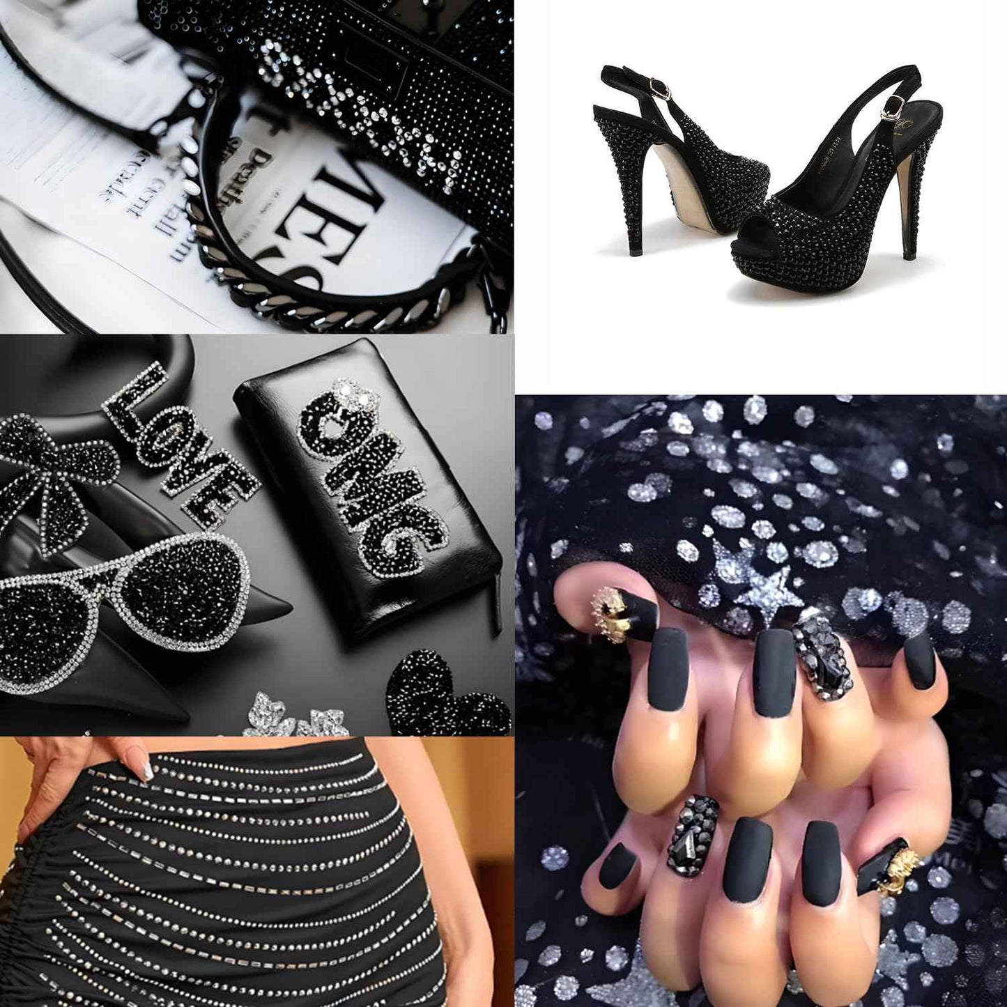 NCB 14400pcs Hotfix Crystal Rhinestones for Clothes Crafts, Hot Fix Bulk Flatback Crystals, Iron on Hotfix for DIY Decoration 100 Gross (Black, ss6/14400pcs)