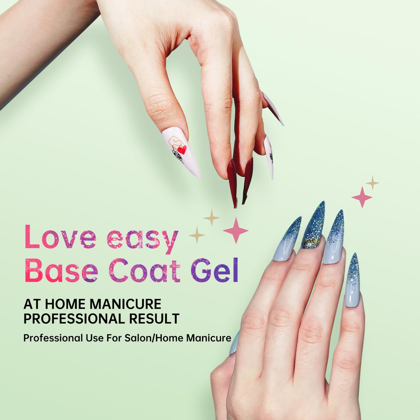 Love easy Hypoallergenic Gel Nail Polish, Hema Free Gel Polish Base Gel - Multifunctional Clear Hard Gel Nail Polish Base Coat