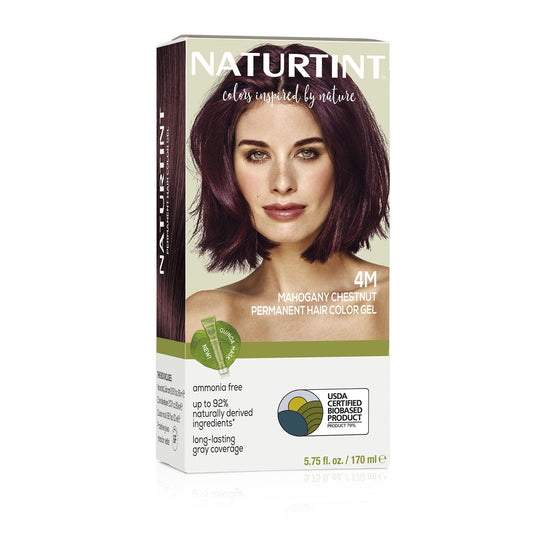 Naturtint Permanent Hair Color 4M Mahogany Chestnut (Pack of 1), Ammonia Free, Vegan, Cruelty Free, up to 100% Gray Coverage, Long Lasting Results