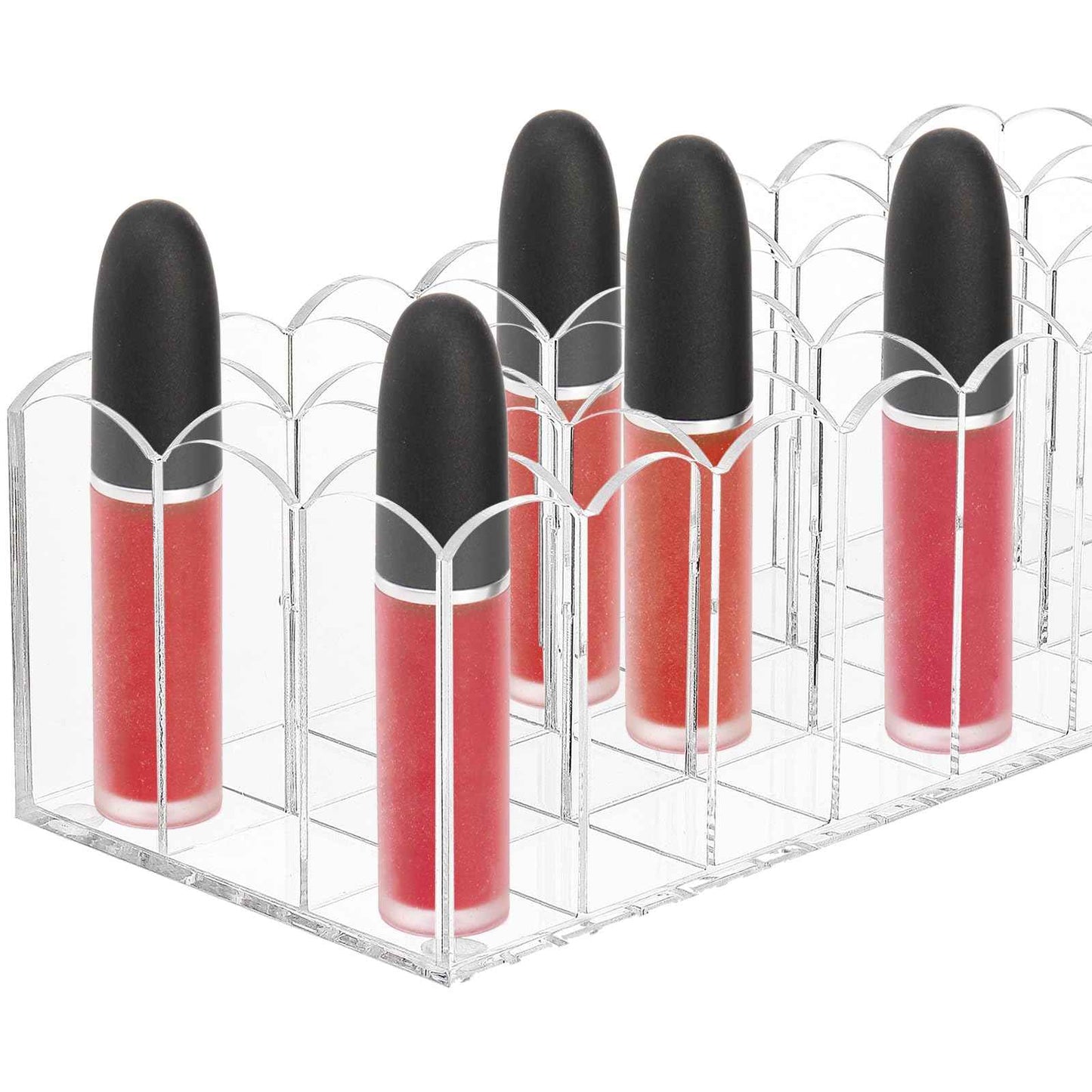 Hedume 2 Pack Lip Gloss Holder Organizer, 24 Spaces Acrylic Lip Gloss & Makeup Holder, Lipgloss Display Case for Tall Products