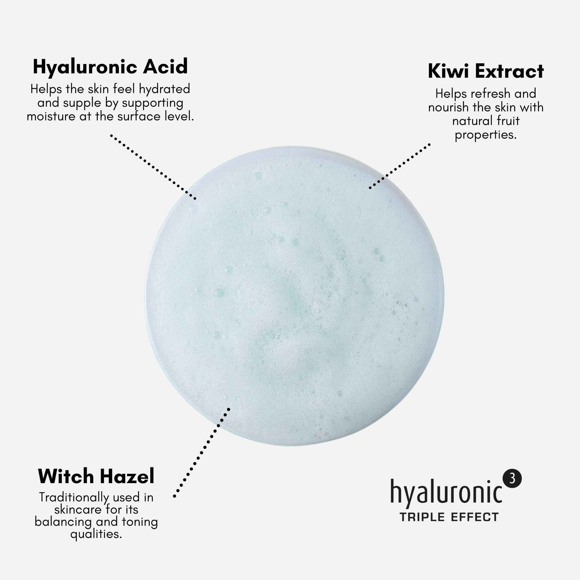 être belle Hyaluronic Triple Effect Tonic Mousse, Skin Care for Women, Hydrating Toner Foam, Made with Hyaluronic Acid, Witch Hazel & Kiwi Extract for All Skin Types, 100 mL