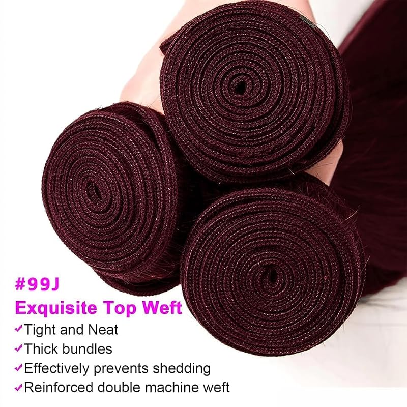 #99J Burgundy Loose Deep Wave Human Hair Bundles 3pc