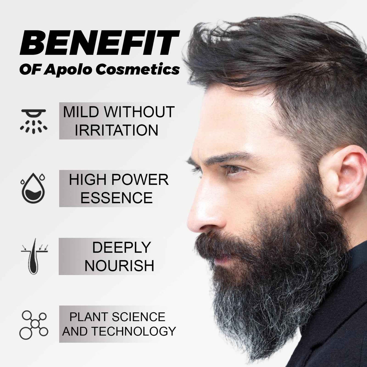 apolo cosmetics Para Barba, Ultra Potente Estimulante de Barba, Bálsamo para Crecimiento de Barba Crema, Beard Growth Blam, Softner/Unscented Beard Butter, Sin Irritación 100ml/3.38floz (1 PC, 1)