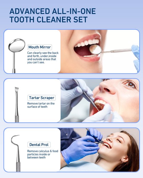 Plaque Remover for Teeth, Tartar Remover for Teeth with LED Light, Dental Calculus Remover Teeth Cleaning Kit