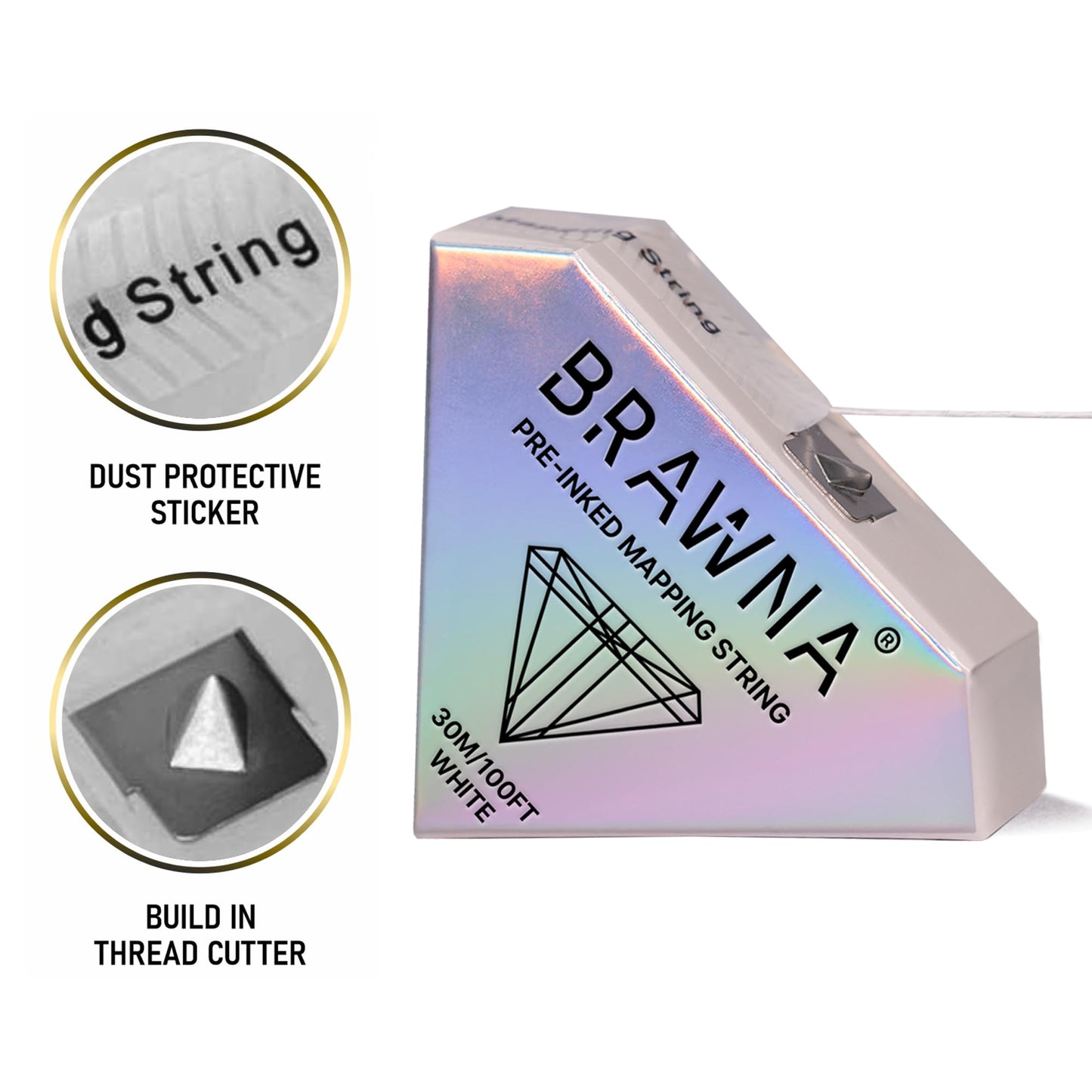 BRAWNA 2 Pack [ 30 Meters Each ] Pro Inked PMU Mapping String for Brow and Lip Measuring - Color - Yellow White