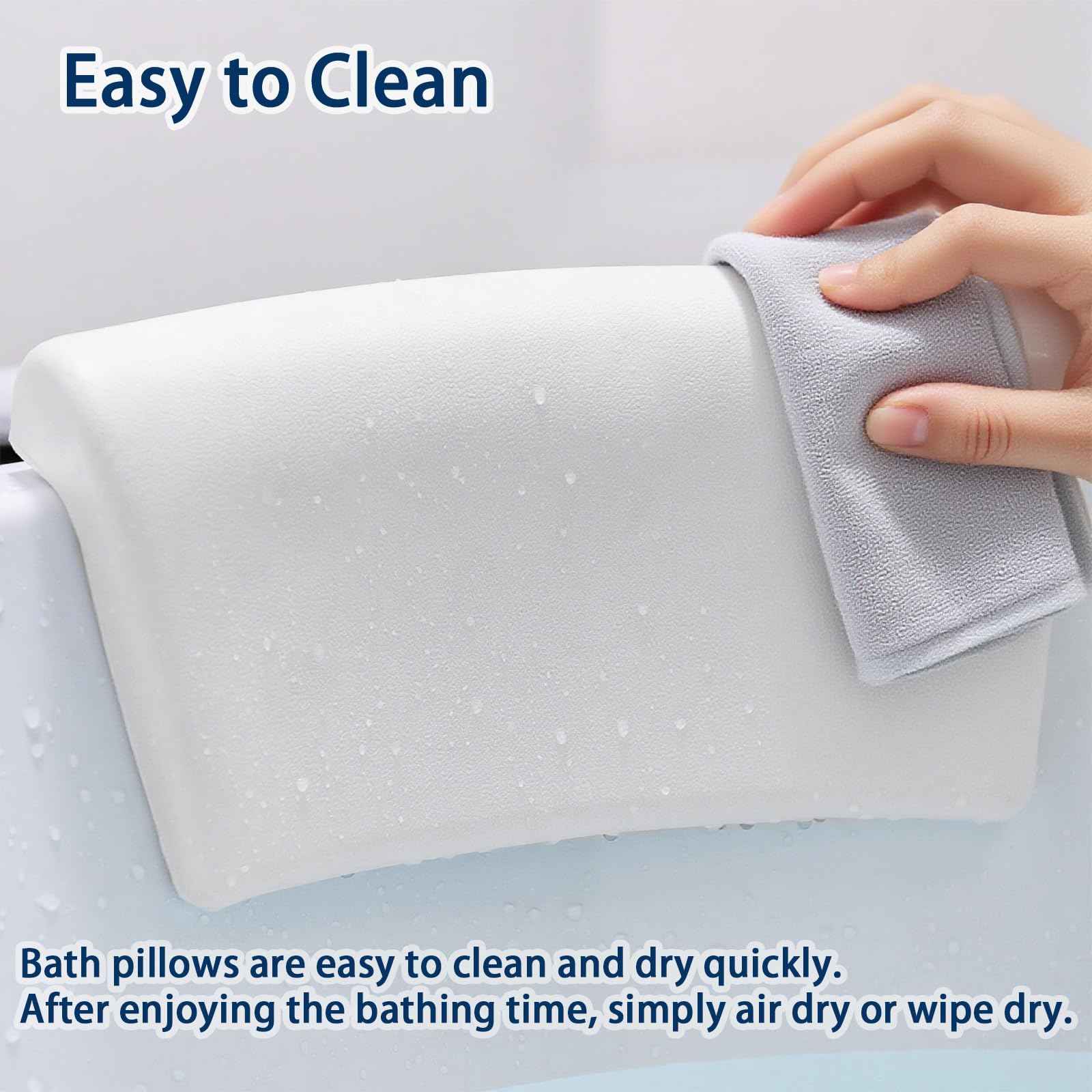 Guluto Bath Pillow, Bath Pillows for Tub with Head, Neck and Shoulder Support, Ergonomic Waterproof Bathtub Pillow with Strong Non-Slip Suction Cups, Relaxing Spa, Hot Tubs, Bathroom Essentials White