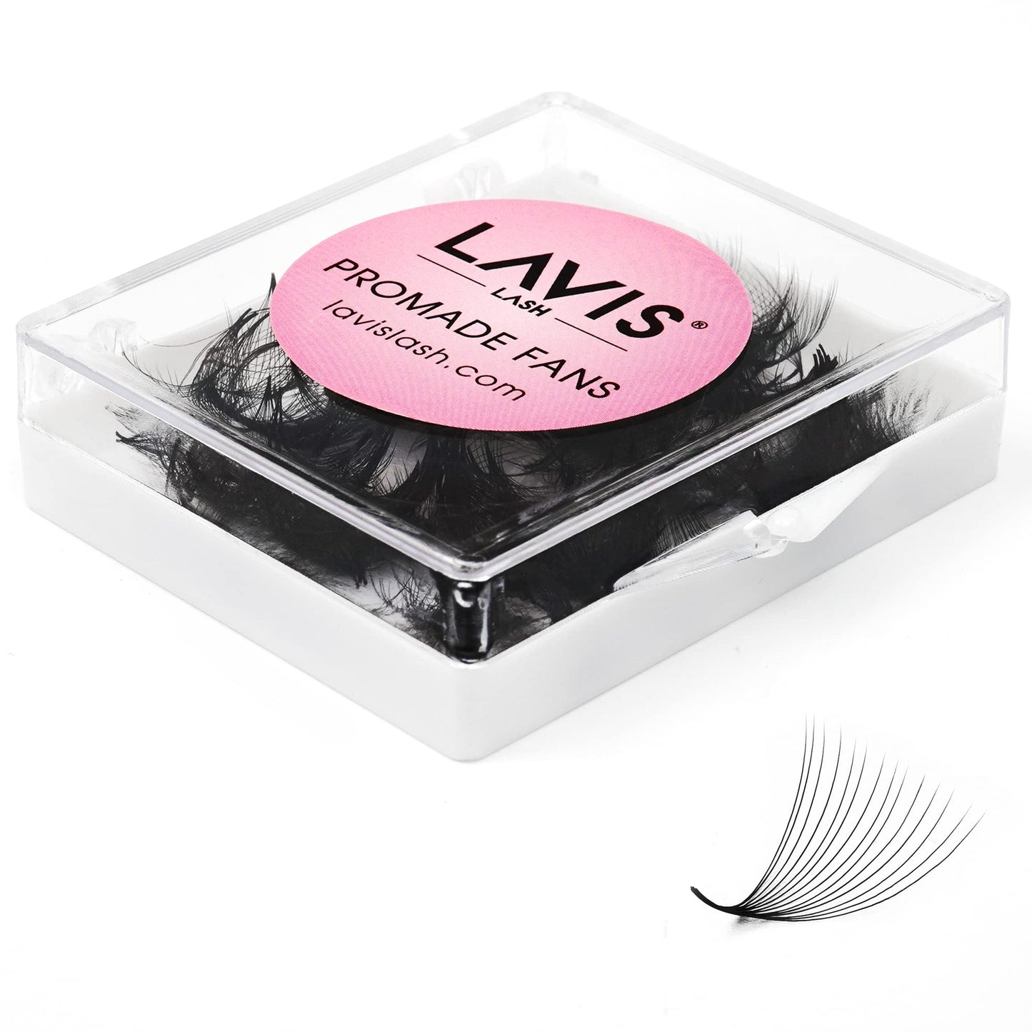 LAVISLASH 500 Promade Fans Eyelash Extension | Handmade Loose Volume Lash | Mutiple Options 3D-8D/10D/12D/14D/16D Fans | 0.03/0.05/0.07mm Thickness | C/CC/D Curl | 8-16mm Length(14D-0.03-C-14mm)