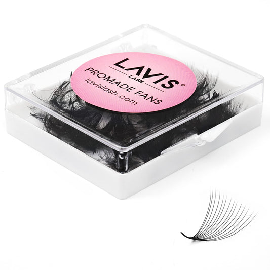 LAVISLASH 500 Promade Fans Eyelash Extension | Handmade Loose Volume Lash | Mutiple Options 3D-8D/10D/12D/14D/16D Fans | 0.03/0.05/0.07mm Thickness | C/CC/D Curl | 8-16mm Length(14D-0.03-C-14mm)