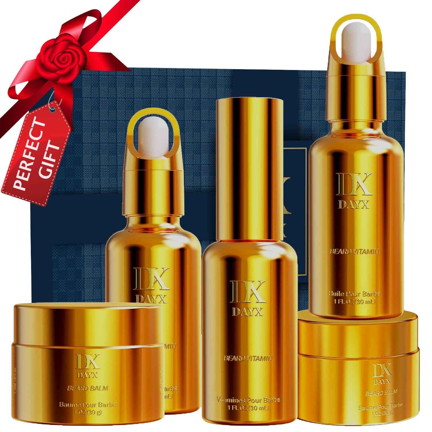 Beard Kit for Black Men: Beard Care Kit w/Balm, Oil & Vitamin Spray, All-Natural Ingredients for Men Grooming and Care, Ideal Fathers Day Birthday & Valentines Day Gifts for Him