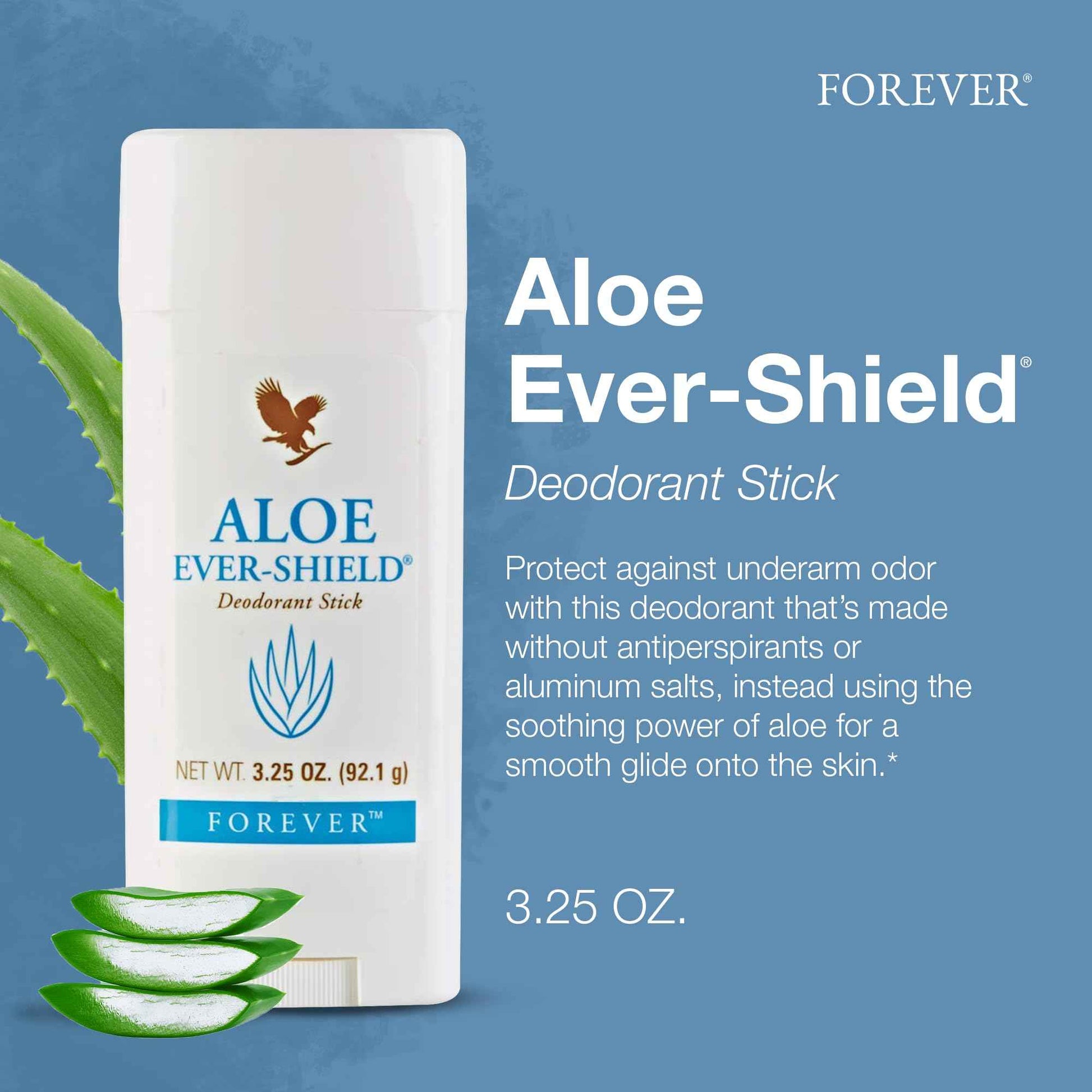 Forever Living - Aloe Ever-Shield - Aluminum-Free Deodorant with Soothing Aloe for Sensitive Skin - 3.25 oz Stick (Pack of 3)