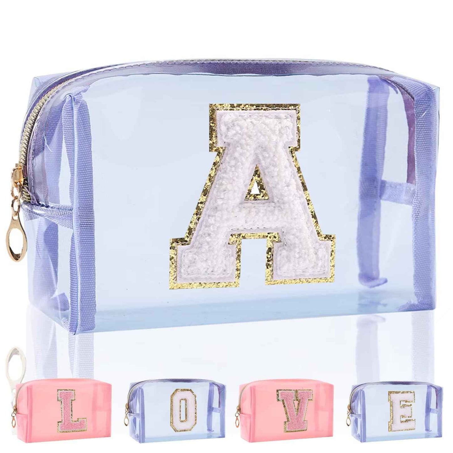 Makeup Bag for Women, Travel Initial Makeup Bag for Girls, Small Beach Makeup Bag, Teen Girl Gifts, Waterproof Cosmetic Bag, Birthday Gifts for Women, Personalized Makeup Bag Organizer-Purple A