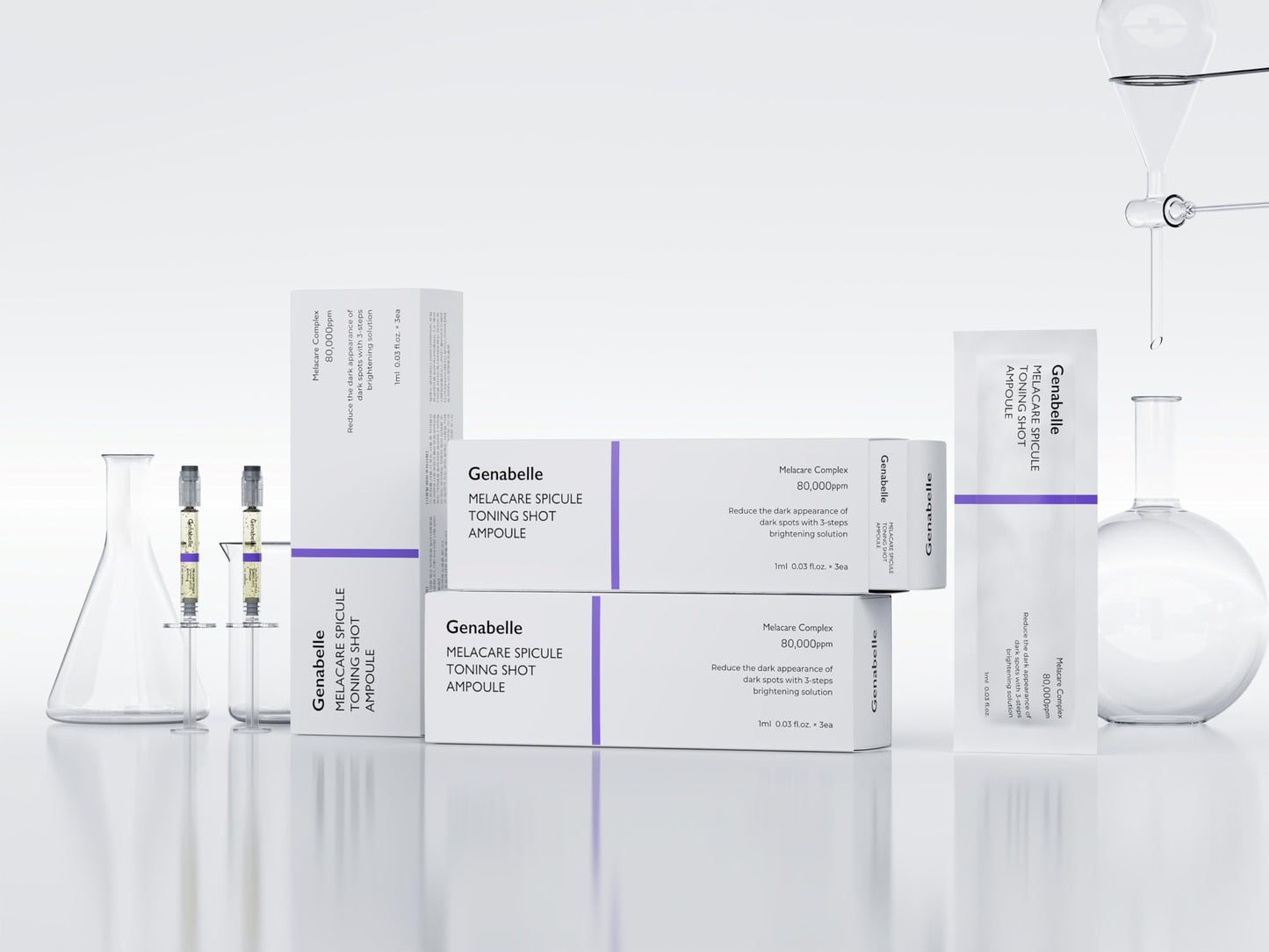 Genabelle Melacare Spicule Toning Shot Ampoule – Skin Clarifying Serum with 80,000ppm Melacare Complex – Spicule Technology for Glow, Pore Refining & Hydration – 0.03 fl oz* 3ea