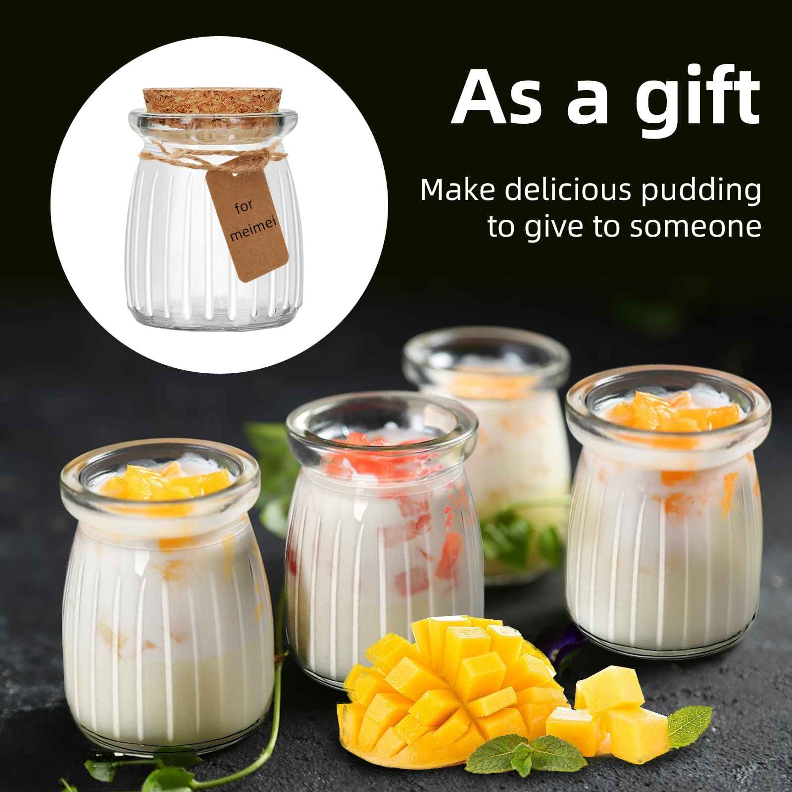 40Pcs 5oz Stripes Small Glass Jars with Cork Lids, Empty Candle Jars for Making Candles, Yogurt Container with PE Lids for Wedding Favors, Gift Jar, Baby Shower, Candy, Spices, with Twine, Labels (40)
