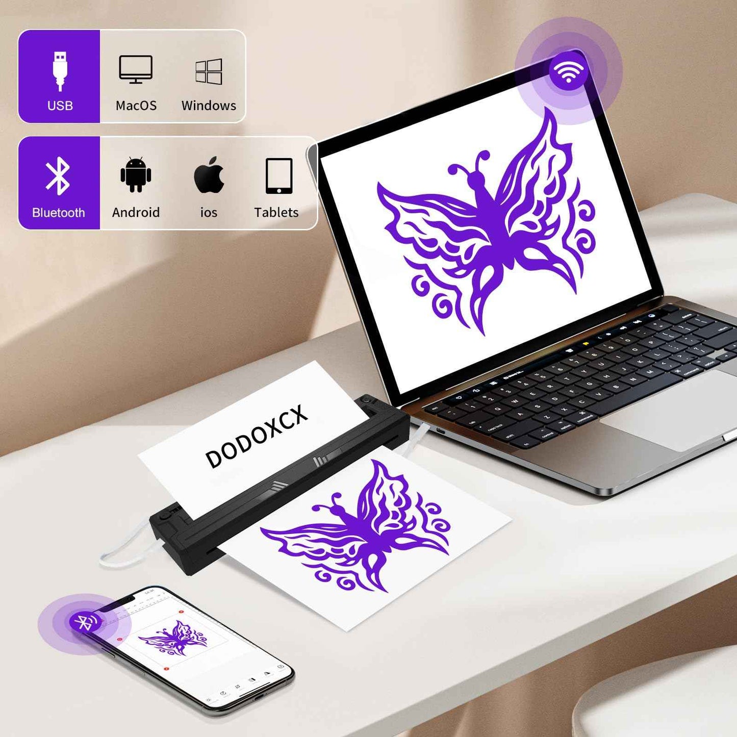 Tattoo Stencil Printer Machine for Tattoo Beginners&Artists,with 10pcs Tattoo Transfer Paper,Portable Thermal Printer Compatible with Phone/Pc